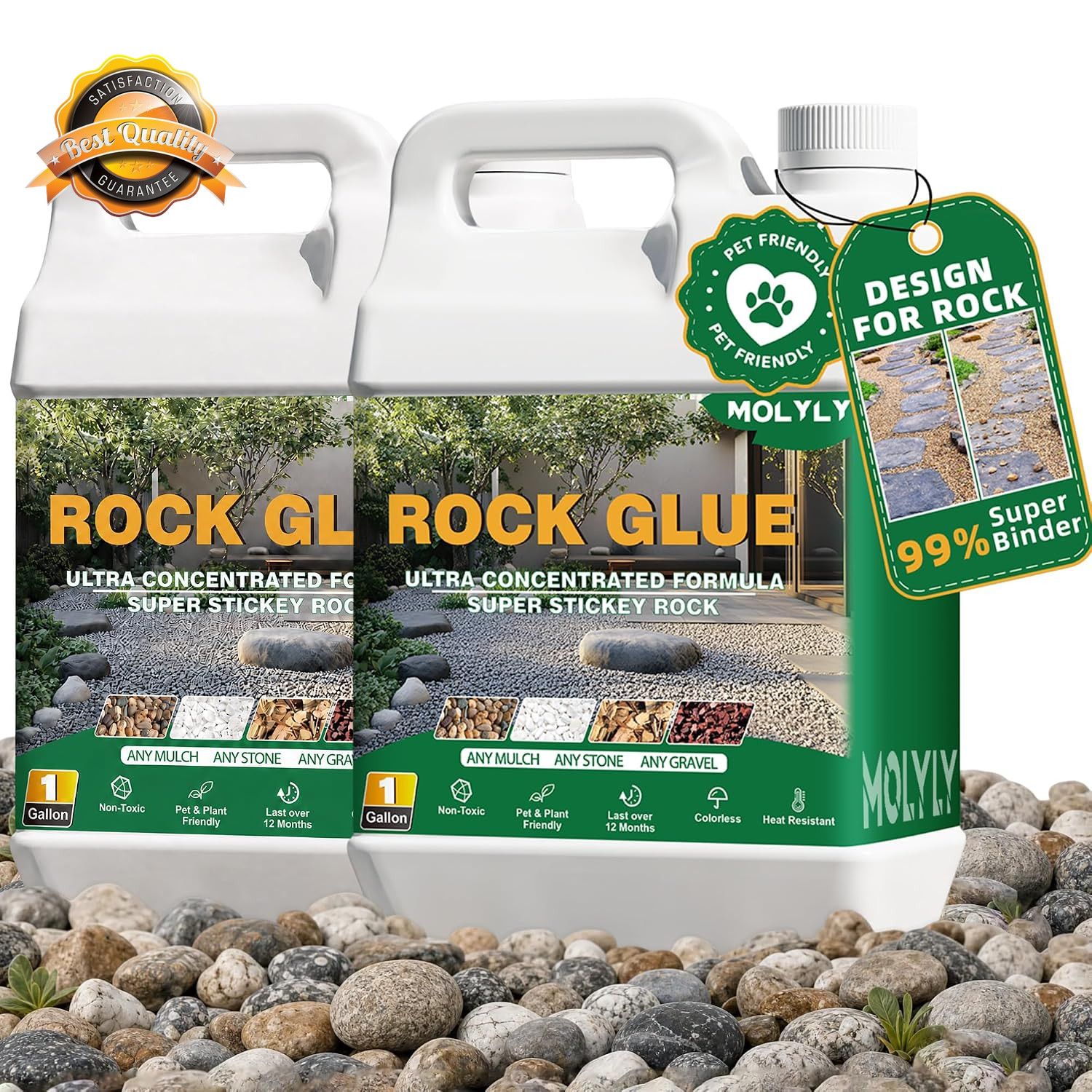 2 Gallon Rock Glue Mulch Gravel Binder Stone Adhesive Landscape