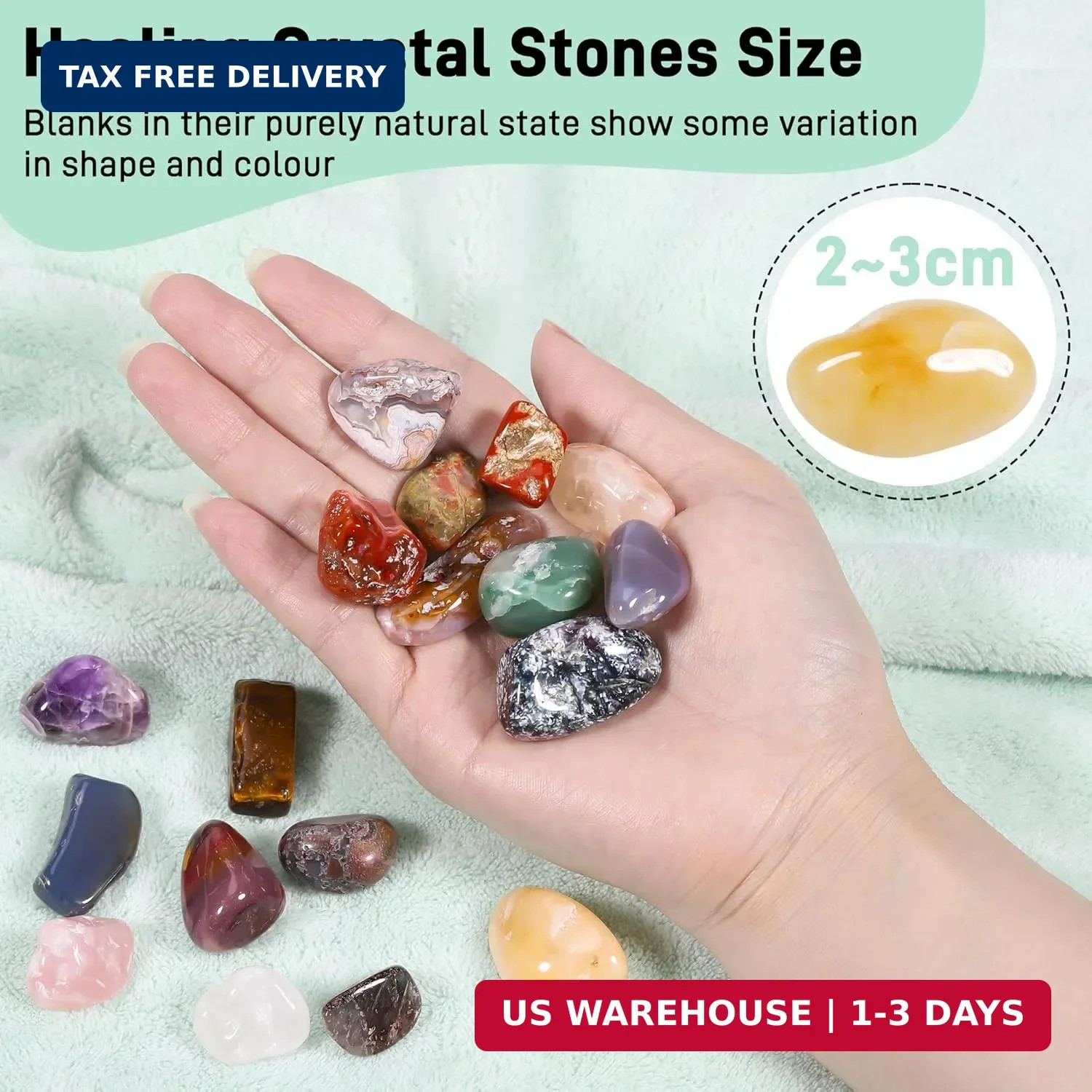 18 Pcs Healing Crystals and Stones Set, Natural Polished Gemstones, 0.8-1.2 Inch