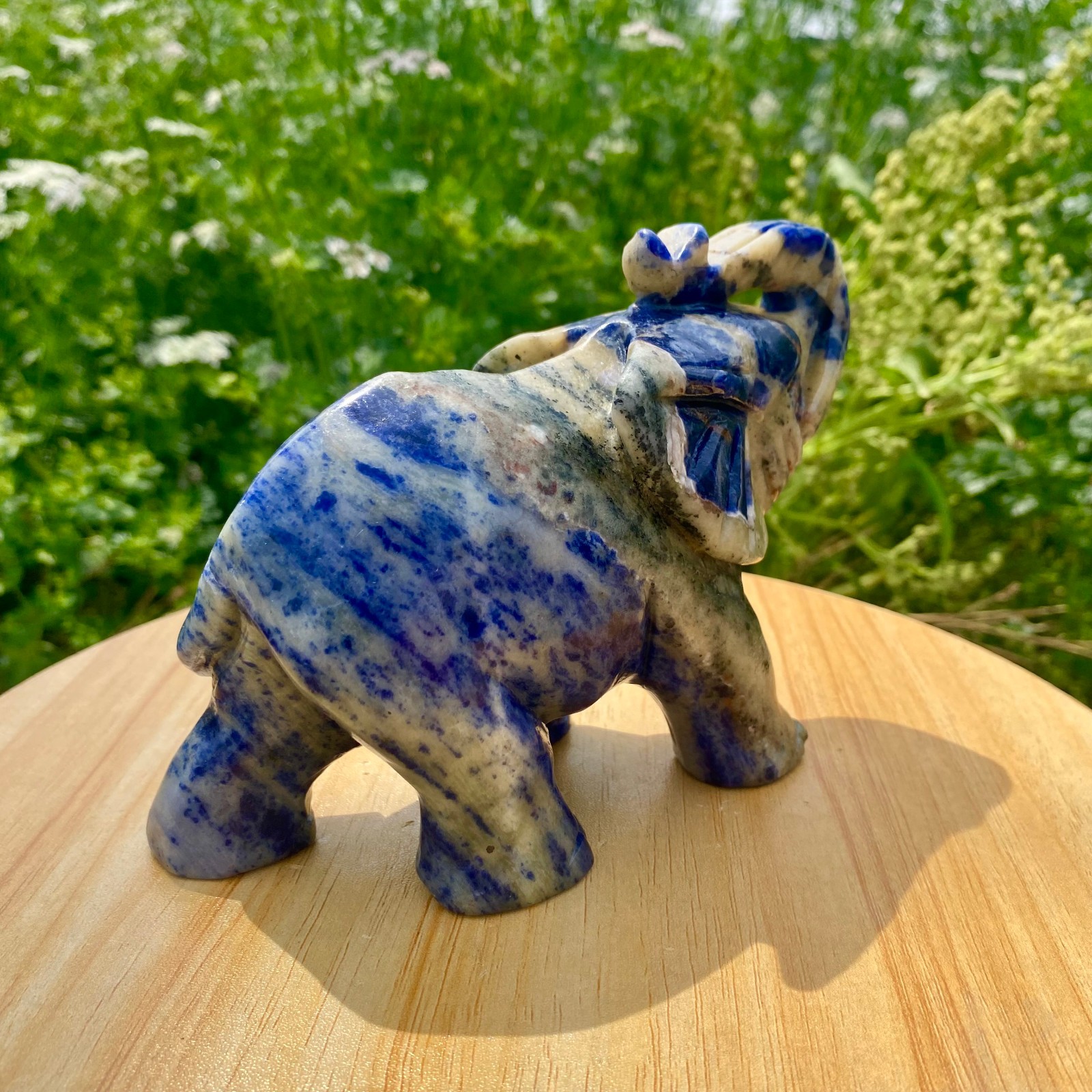 1.9LB Natural lapis lazuli quartz carving elephant spiritual healing