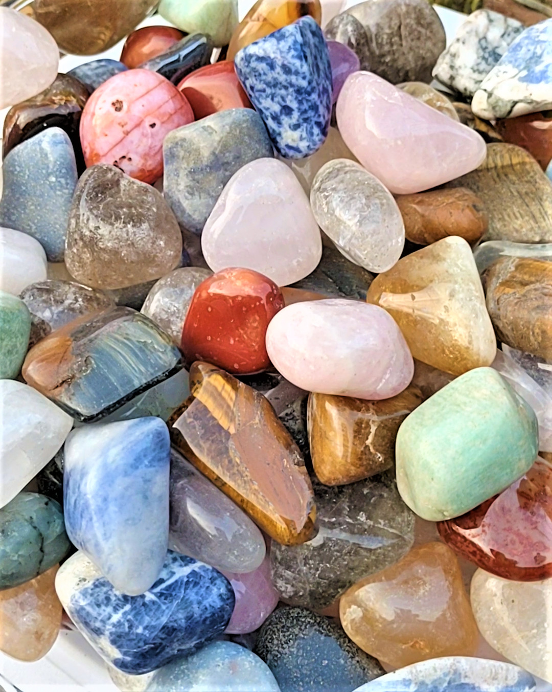 1 Pound Mixed Tumbled Gemstones Wholesale Bulk Lot Large 1-1.5 Inch Reiki Chakra