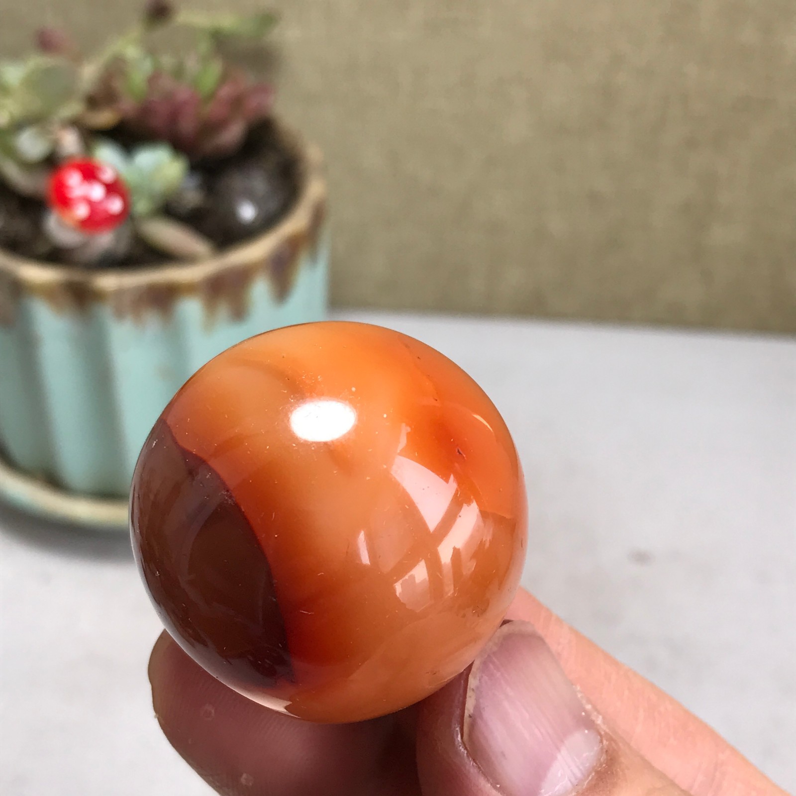 35mm Rare NATURAL red agate sphere Hand polishing Ball Crystal specimen A4233