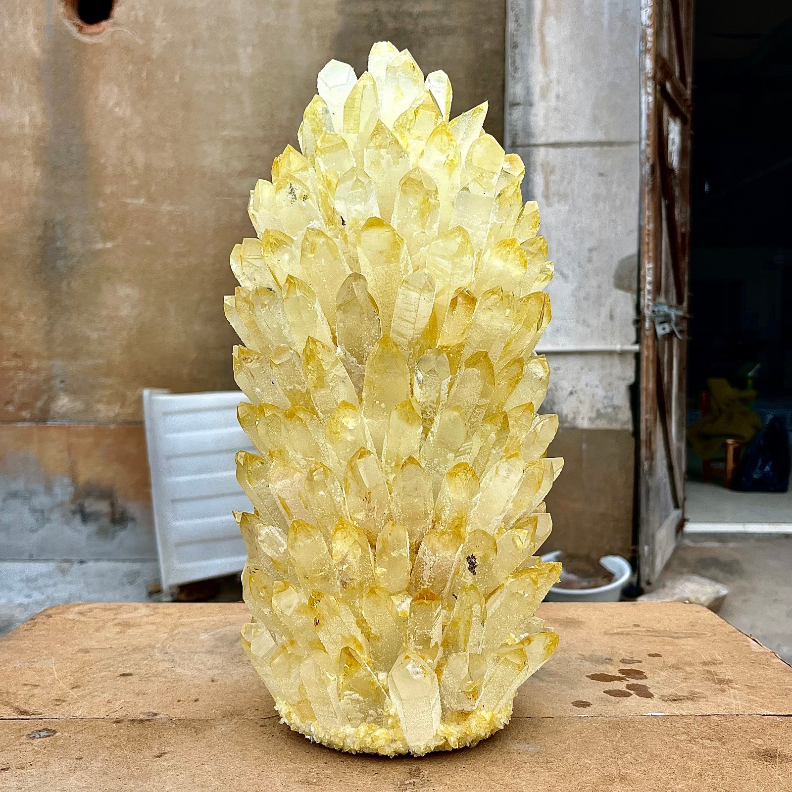 31.06LB Yellow Ghost Phantom Crystal Cluster Flower Raw Crystal Heal Quartz Deco
