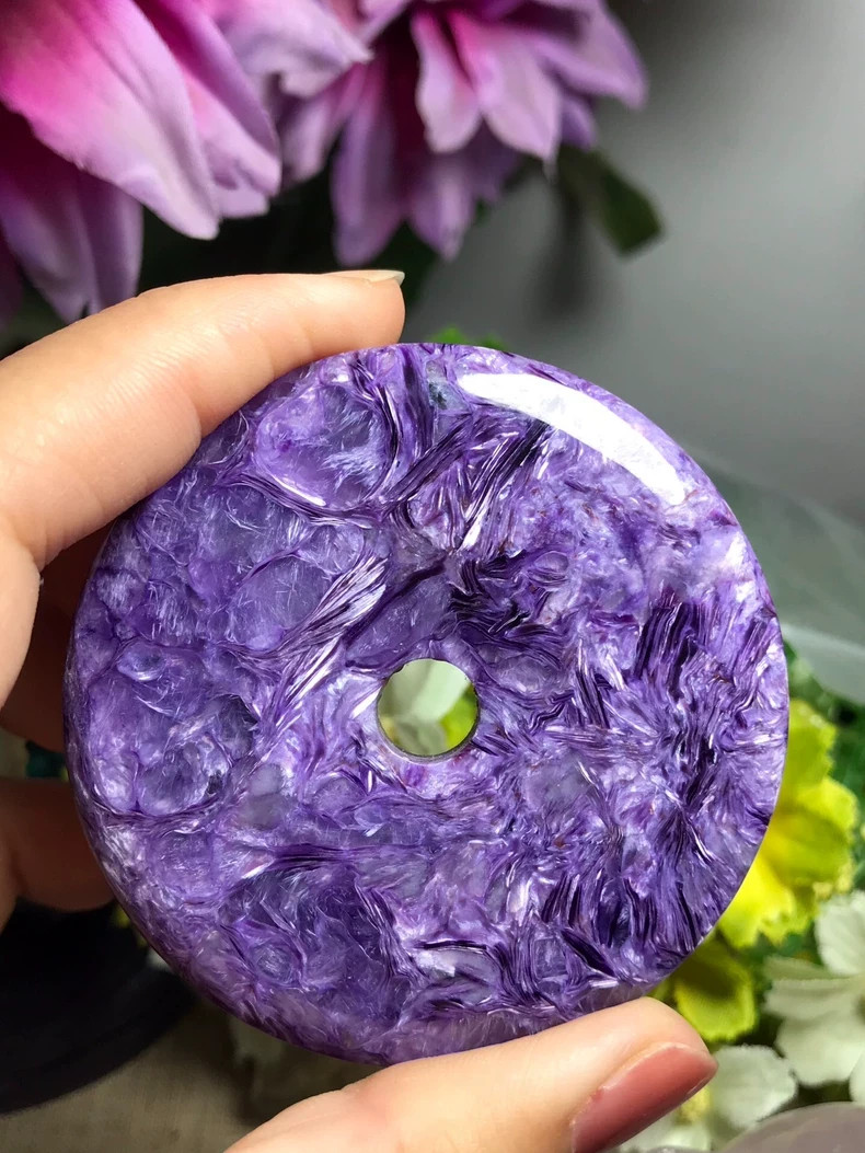Charoite Donut Large Purple Charoite Circle Healing Crystal Home Decor Ornament