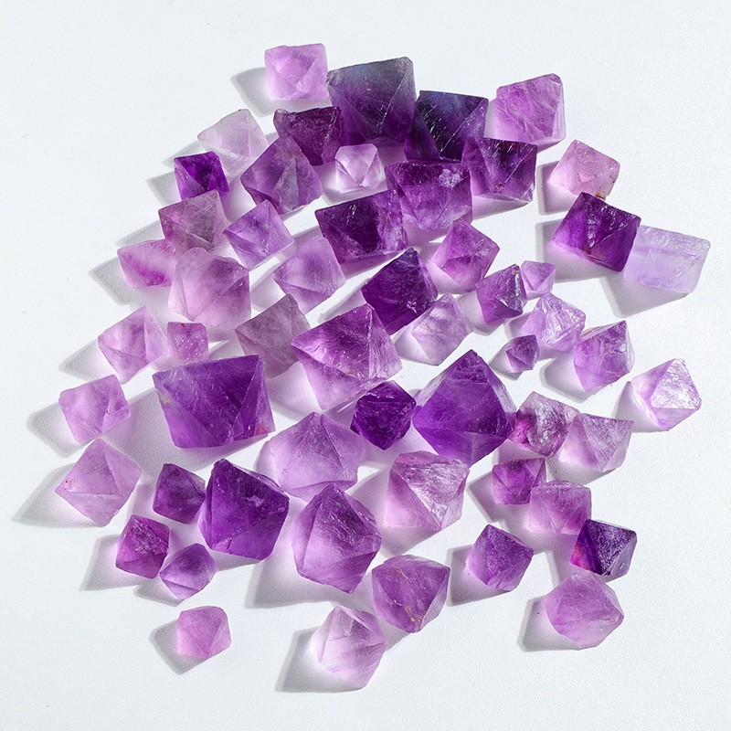 Natural Amethyst Fluorite Octahedron Crystals Healing Stone for Reiki Meditation