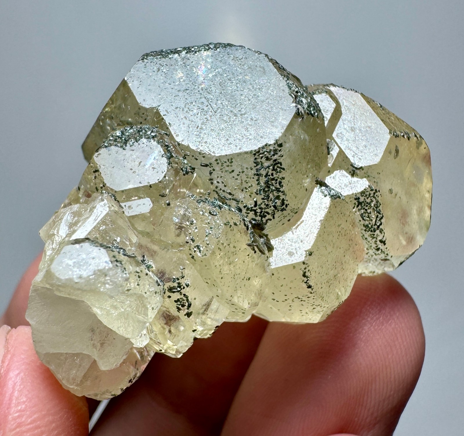 149 CT Full Terminated Cabinet Shape Yellow Apatite Transparent Crystals Cluster