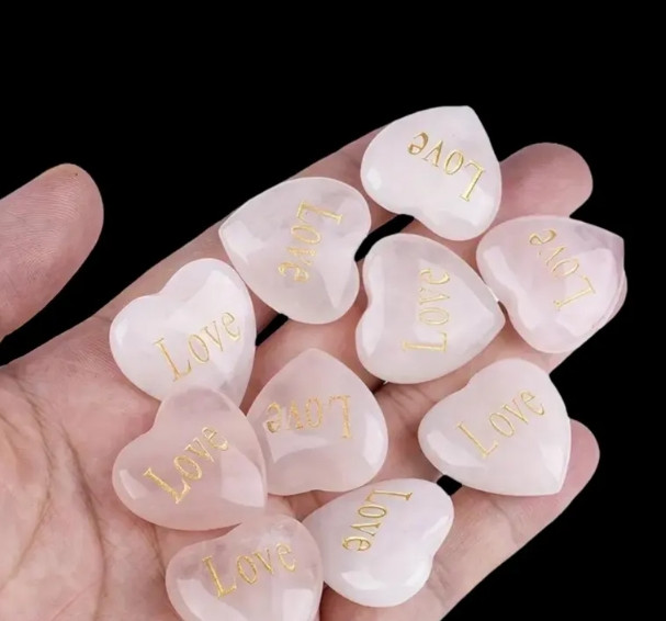 Love Pink Heart Shaped Crystals Rose Quartz Crystal Lover Birthday Healing Gifts