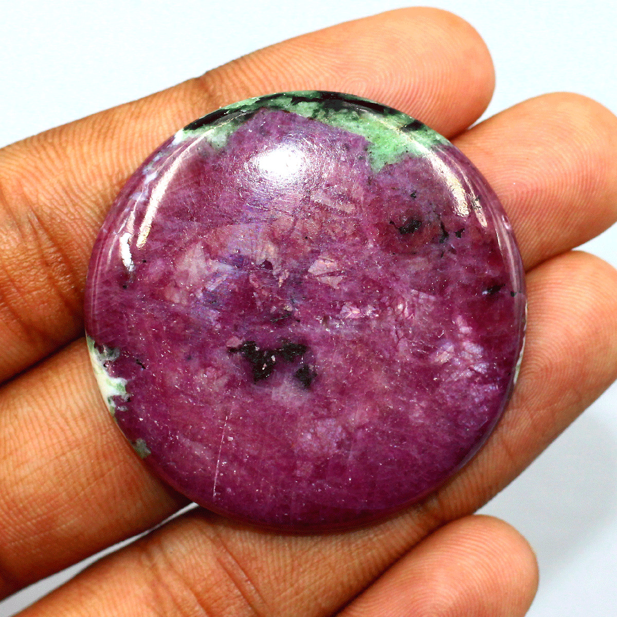 27.81g Natural Flashy Ruby Zoisite Collectible Crystal Coin Palmstone Specimen
