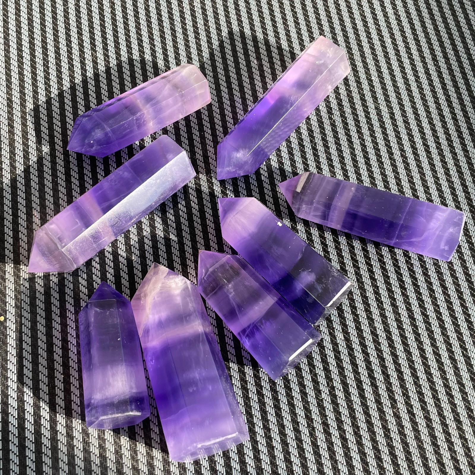 1LB Natural purple fluorite quartz obelisk crystal wand point healing random