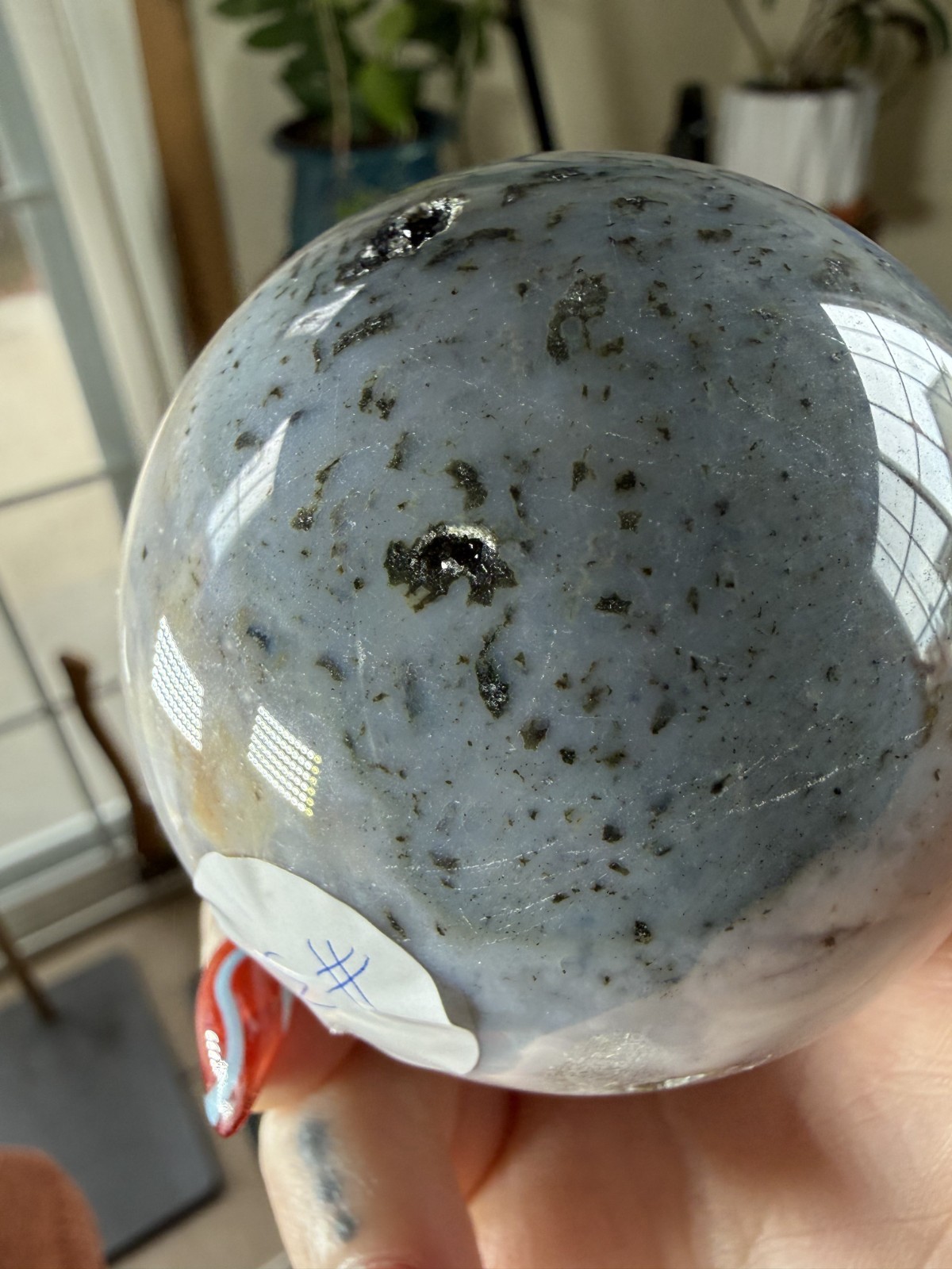 8th Vein Ocean Jasper Sphere – Blue, White, Brown & Green Orbs – 11.43 oz
