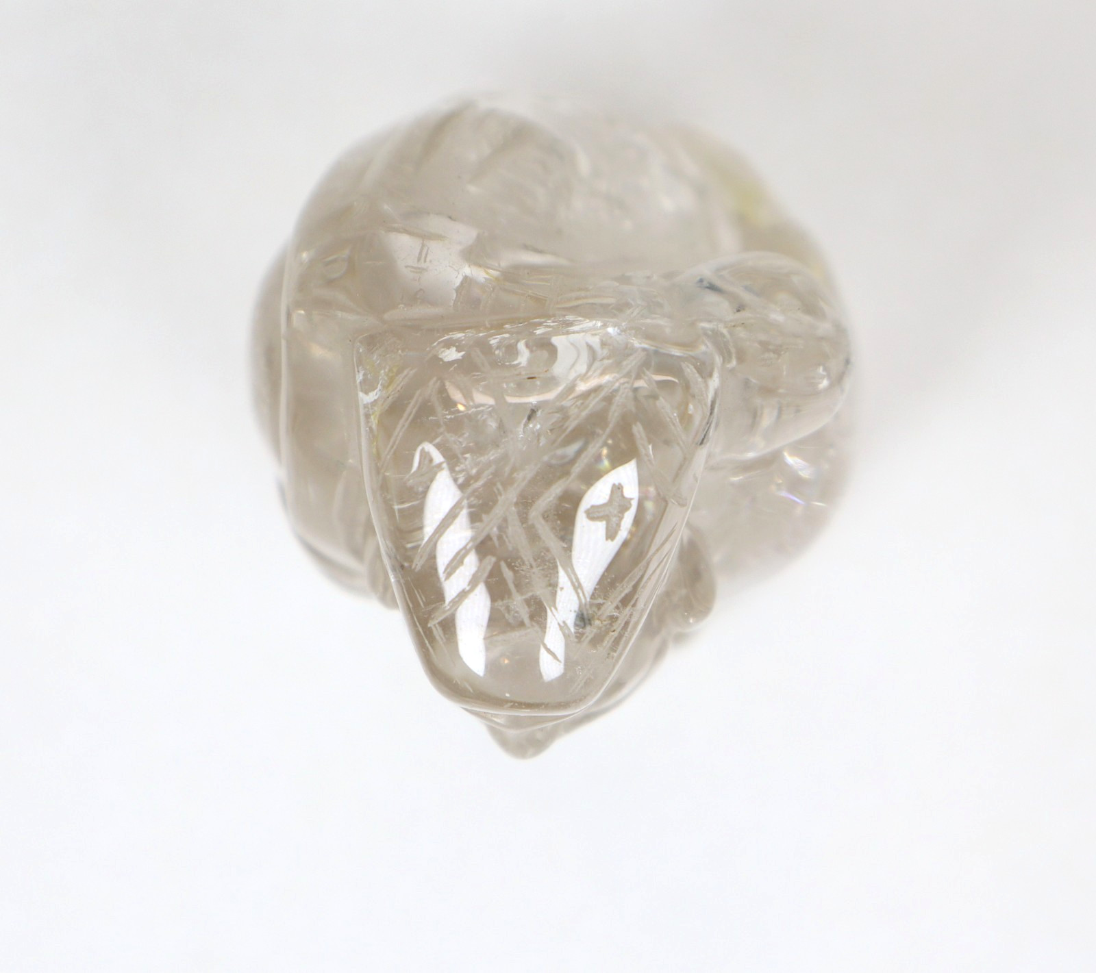 Carved Rock Quartz Crystal Statue Figurine 3.5 Inch Height Transparent Vintage