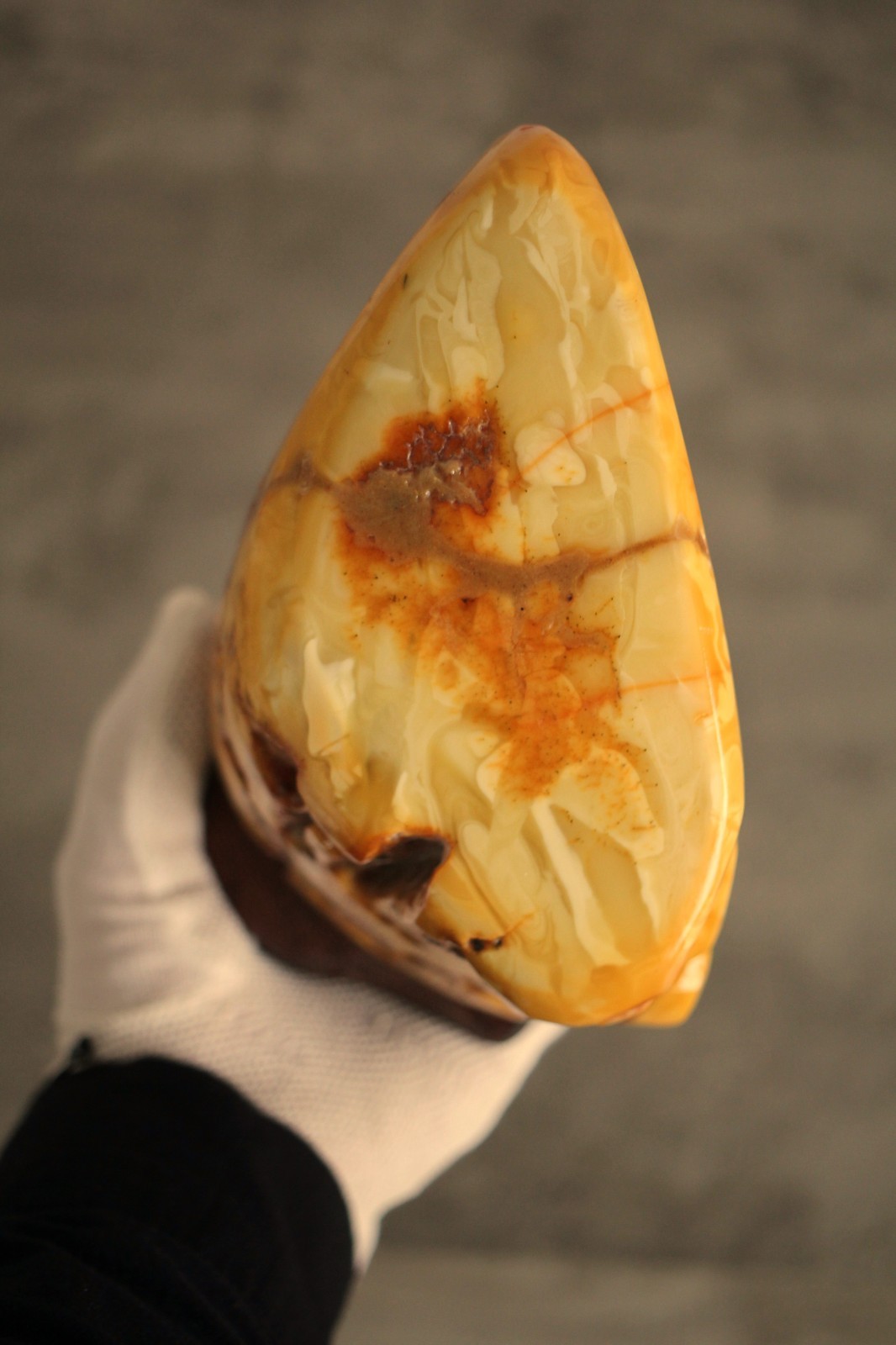 HUGE Baltic butterscotch Amber – 1025 G – Exceptional specimen with TIGER LINES