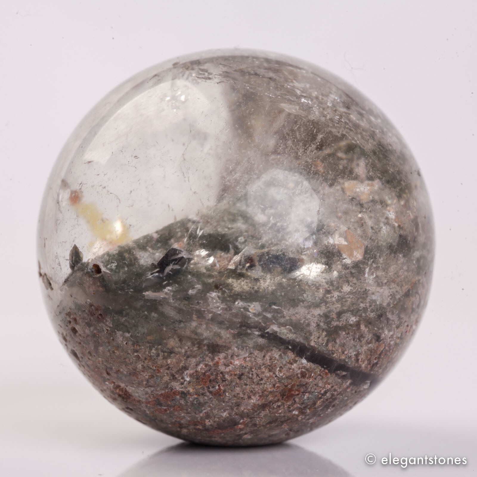59g35mm Natural Garden/Phantom/Ghost/Lodolite Quartz Crystal Sphere Healing Ball