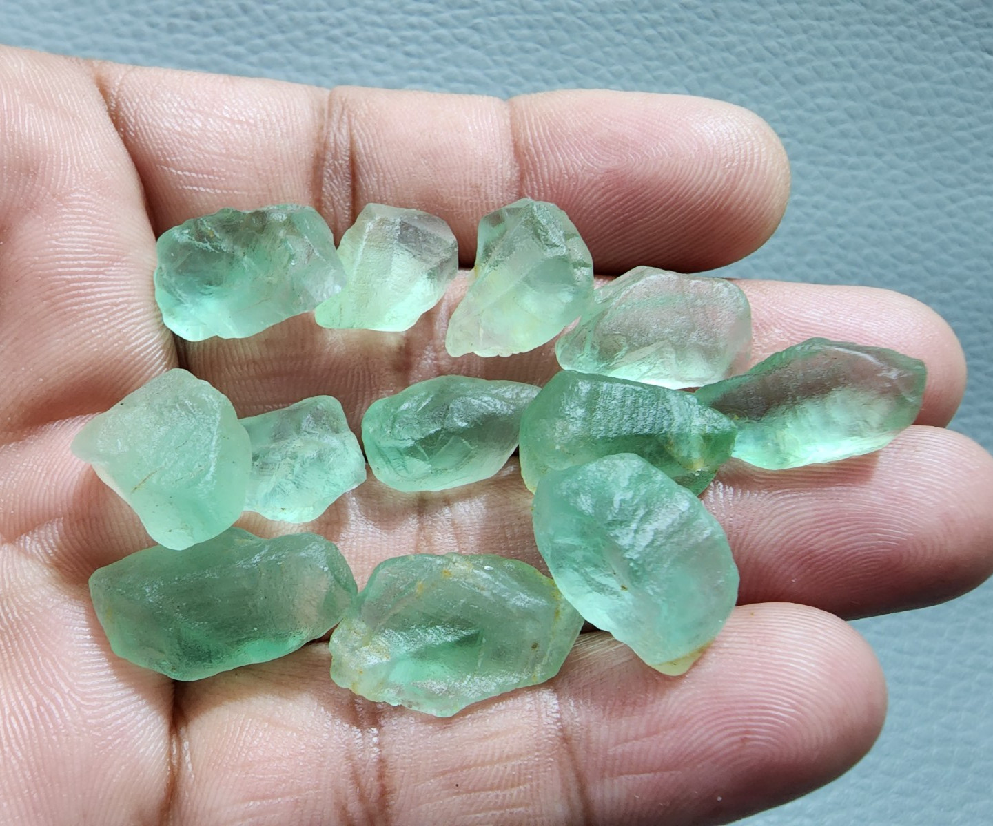 12 Pcs Amazing AA+ Green Fluorite Rough Gemstone Crystal Rough Raw Size 15-22 MM