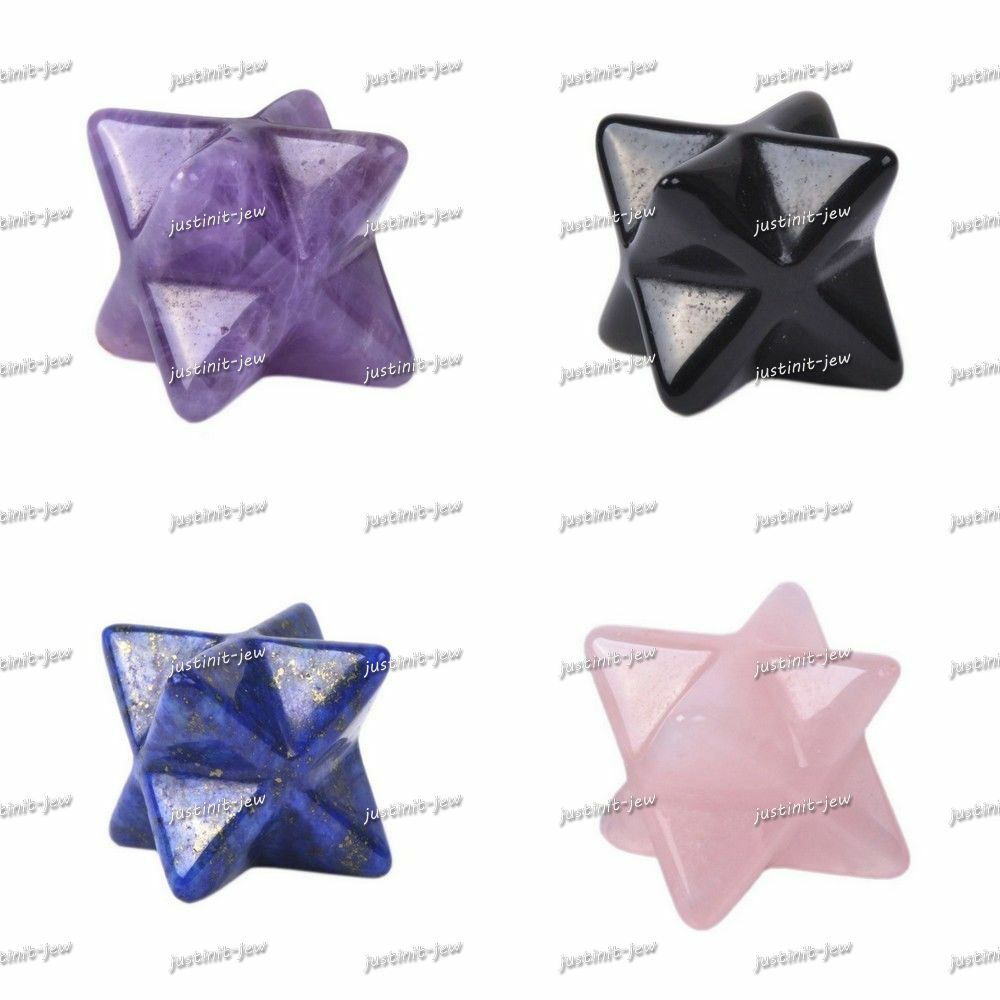 13mm Carved Gemstone Crystal Merkaba Star Healing Sacred Geometry Chakra Stone