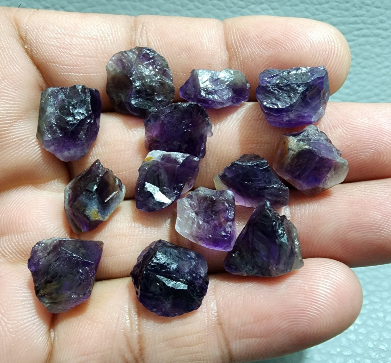 12 Pcs Glowing A+ Purple Amethyst Rough Gemstone Raw Size 13-15 MM Crystal Rough