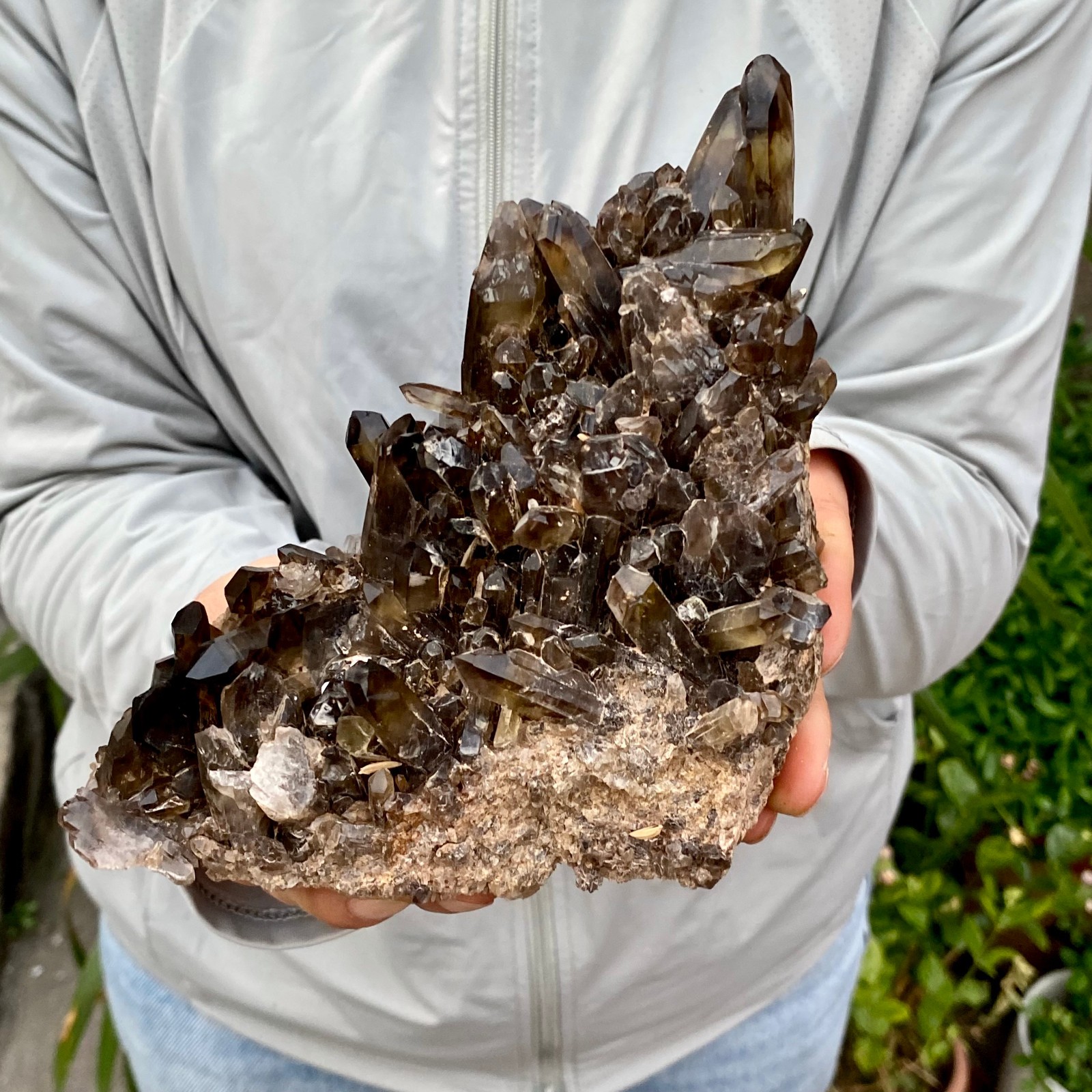 2.2LB Natural Black Smoky Quartz Crystal Cluster Raw Mineral Specimen