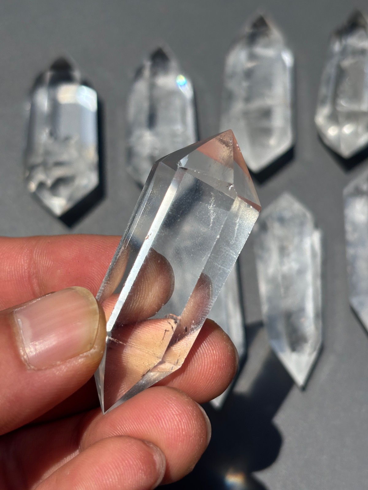 10pcs Bulk Clear Quartz Crystal Point Wand AAA+ Double Terminated Obelisk