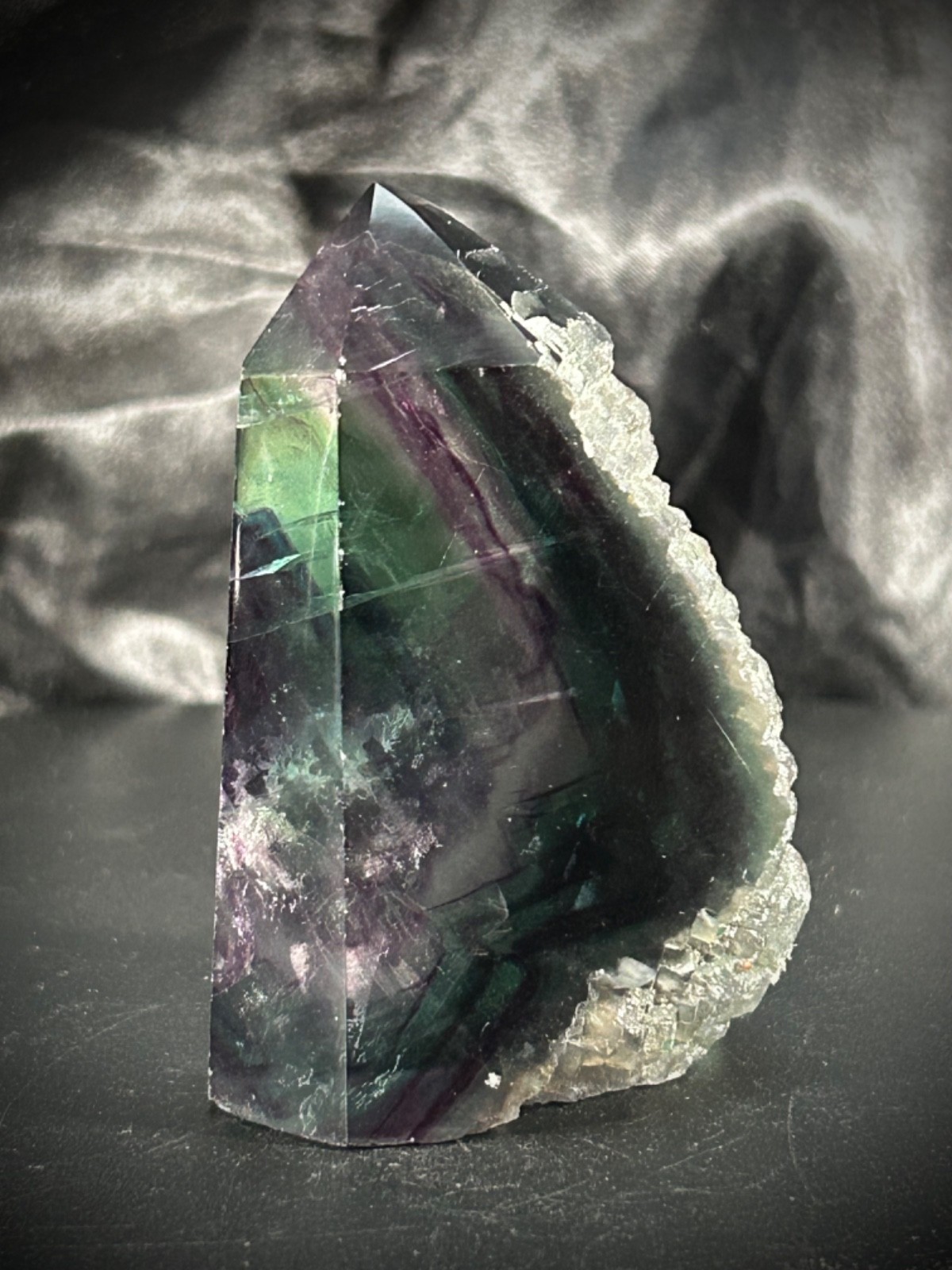3″ Rainbow Fluorite 4 Polished/1 Rough Side Tower 6.3oz (179 grams)