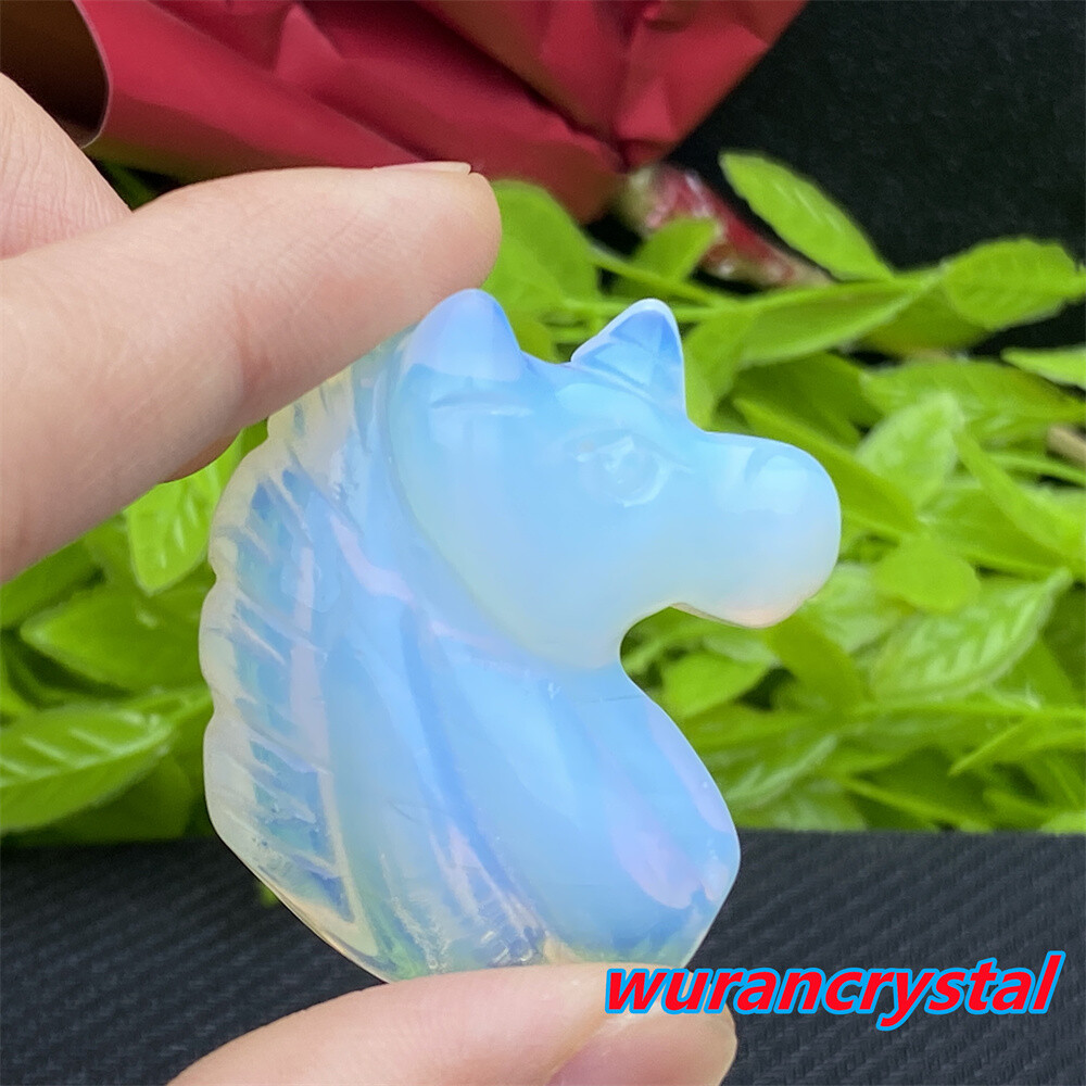1pc Opalite Unicorn skull Quartz crystal Skull Carved gem Reiki healing 1.5”