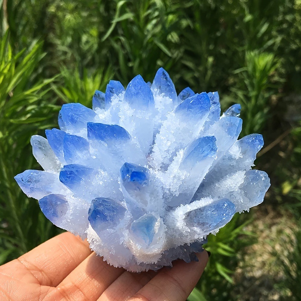 Artificial Blue Crystal Cluster Quartz Ornament Healing Decor Gift Reiki