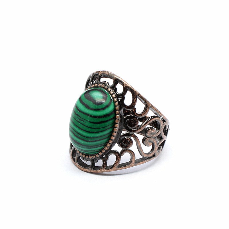 3-5PCS Natural crystal retro style crystal inlaid hollow ring