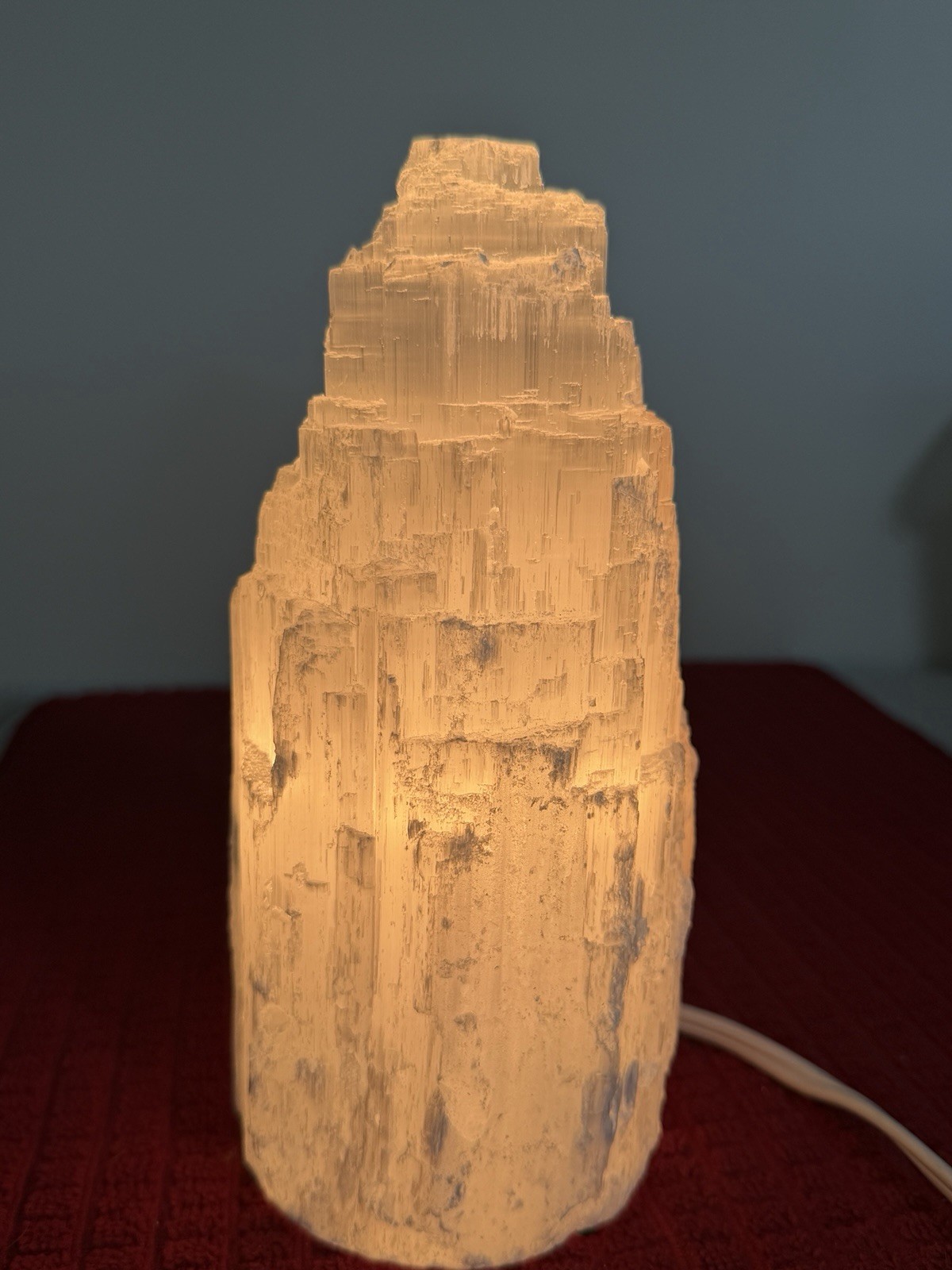 Selenite Crystal Tower Lamp Tower Skyscraper Healing Light 8.5” Tall