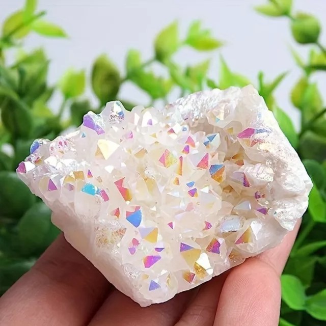 Titanium Raw Rainbow Angel Aura Quartz Cluster Geode Crystal Stone Specimens