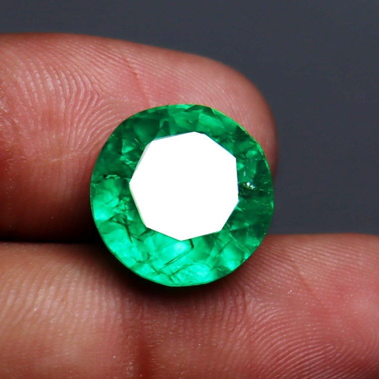 Green Emerald Certified Natural Colombian Round Cut 10.25 Ct Loose Gemstone