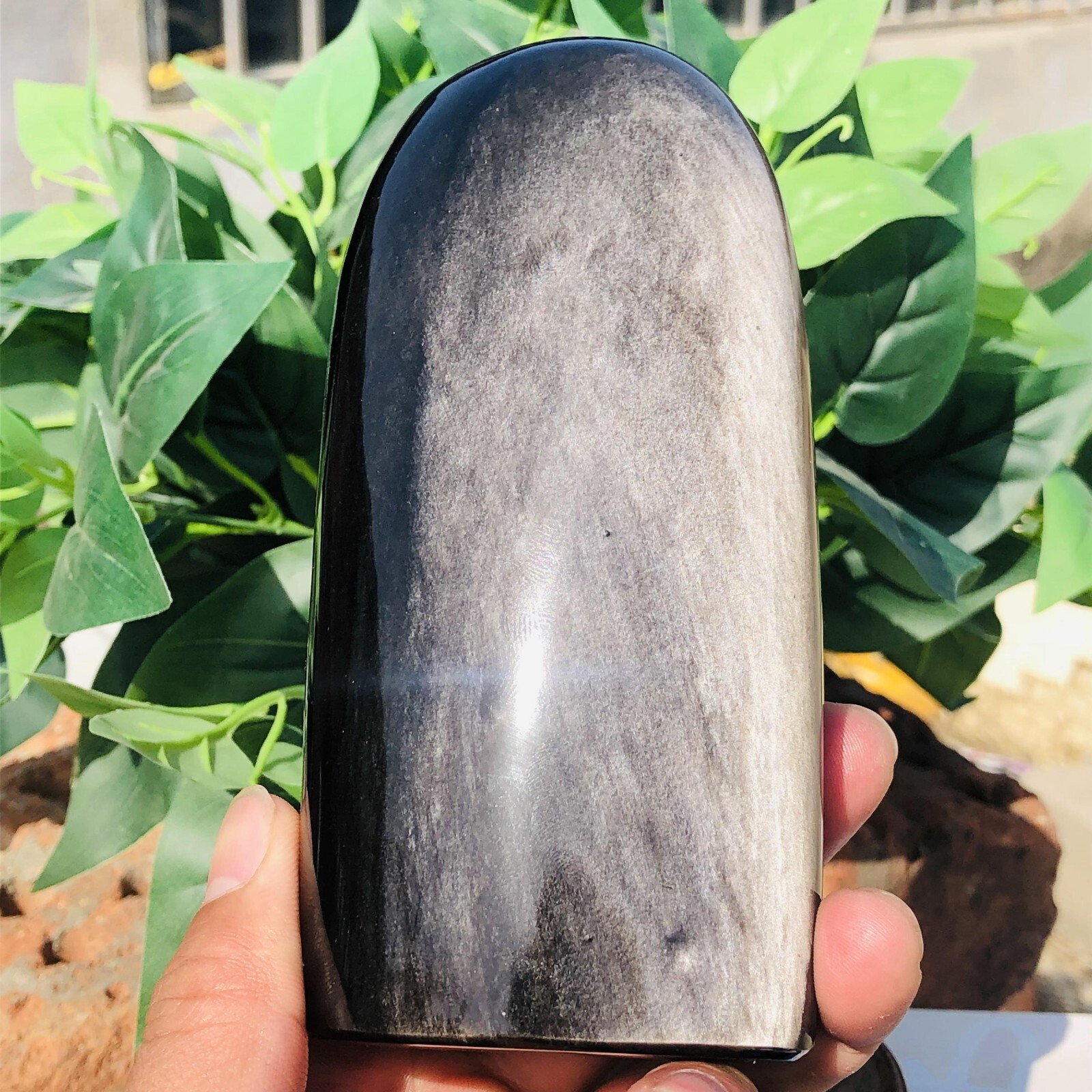 1.8lb Natural Standing Silver Obsidian Quartz Crystal Witch Mineral Meditation