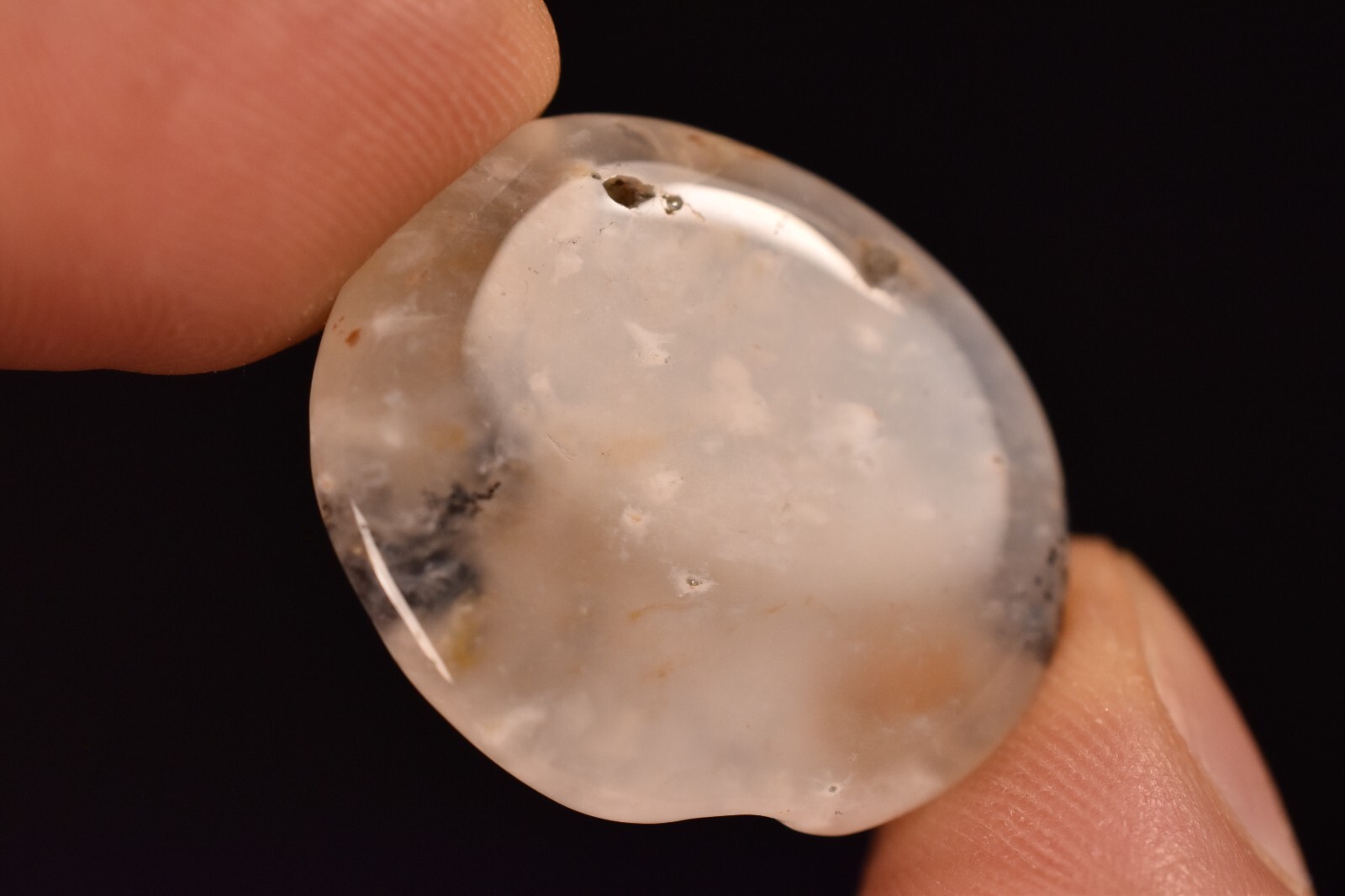 *DENDRITIC AGATE* Flat Stone 2.8cm 7.7g MERLINITE Chalcedony Palm Natural