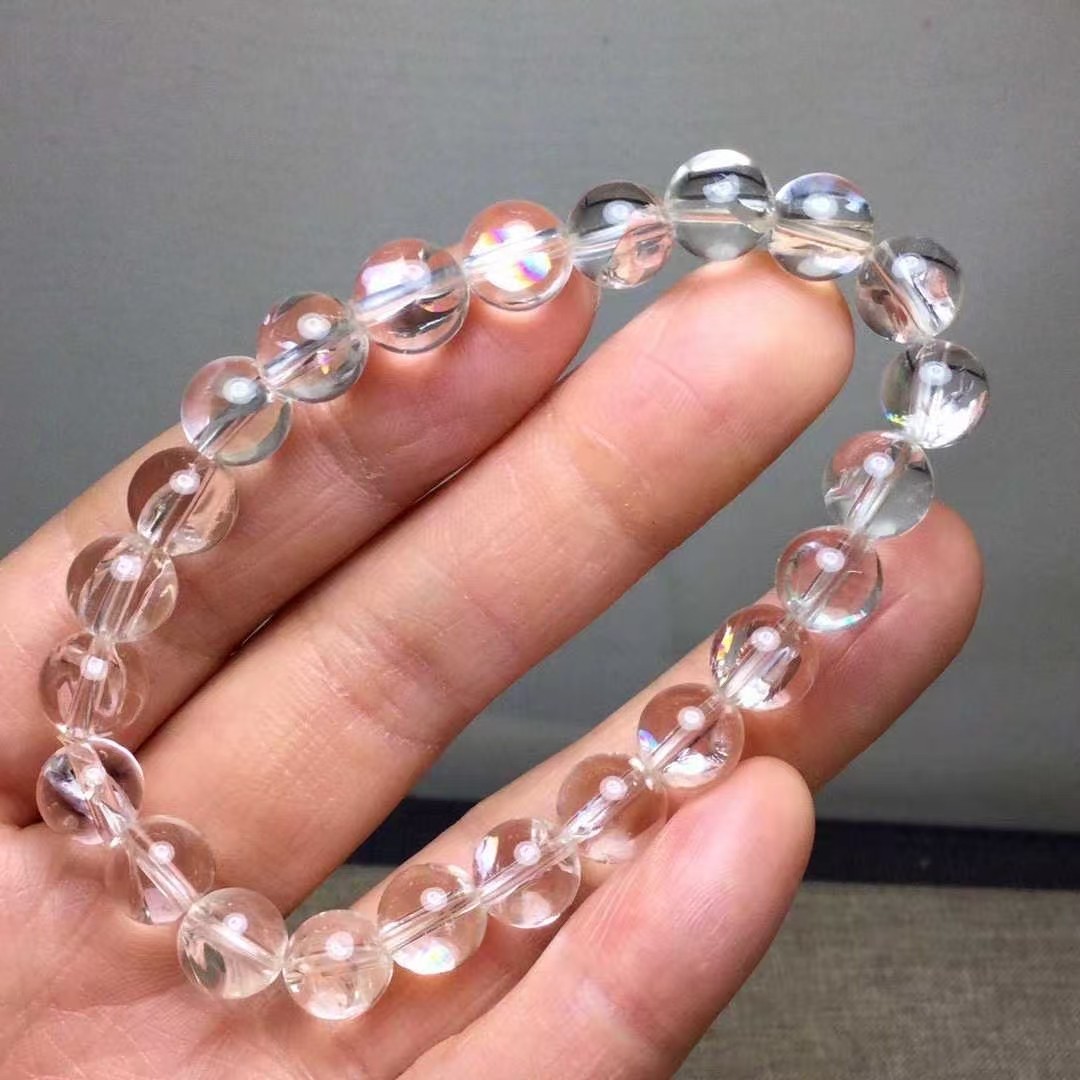 8.5mm Natural White crystal Bracelet Crystal Gemstone Stretch Bracelet random