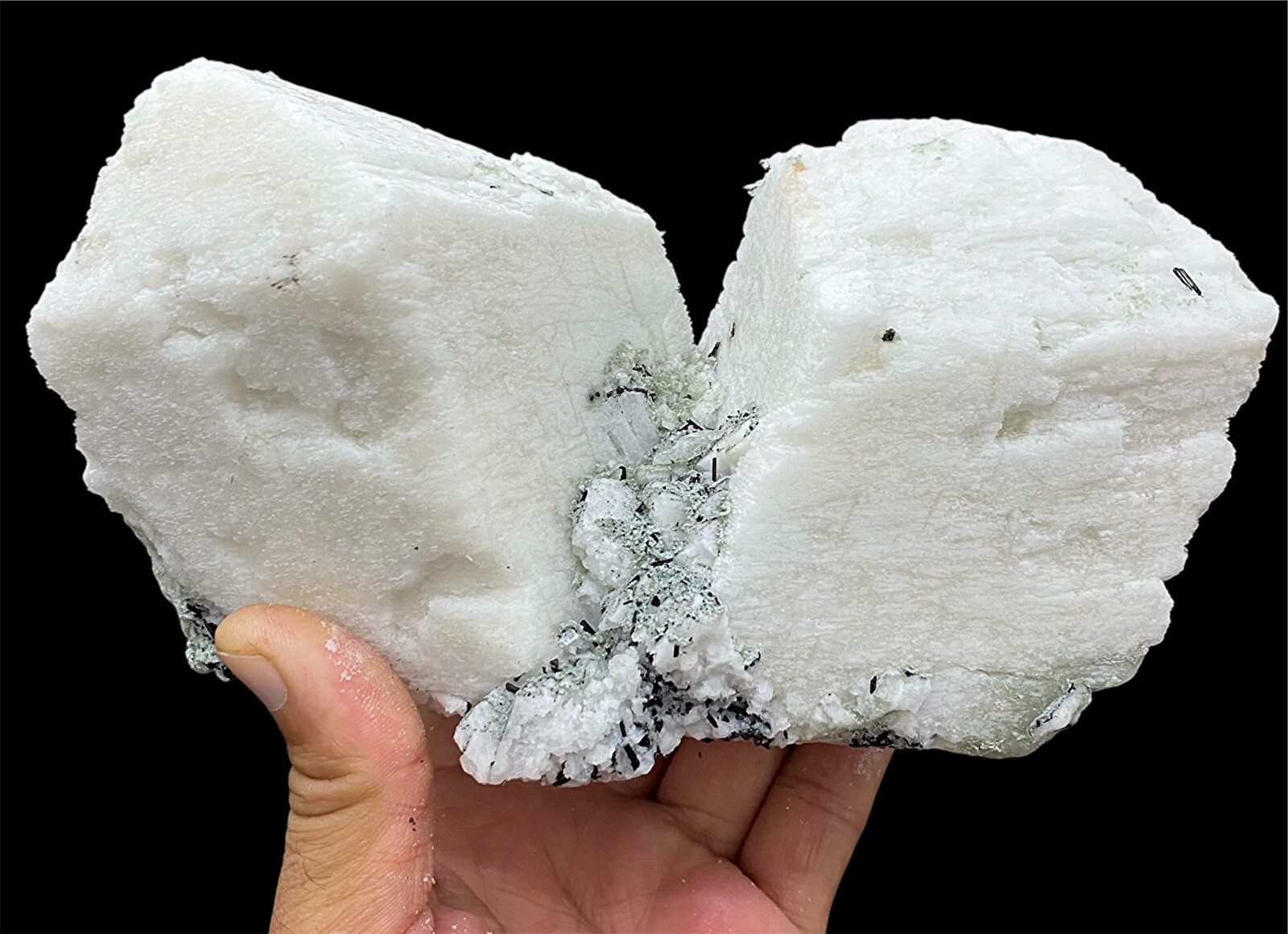 Connected Pair Of Feldspar Crystals with Schorl Tourmaline @ Pakistan-2250 grams