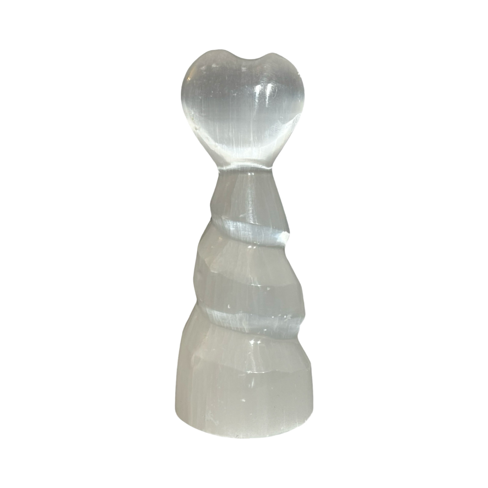 Selenite Spiral Heart Tower – A