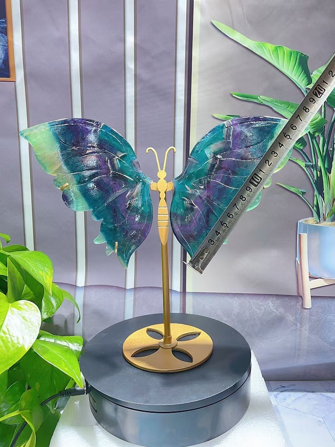 1pc Natural fluorite butterfly wings Crystal wings carving Home decor
