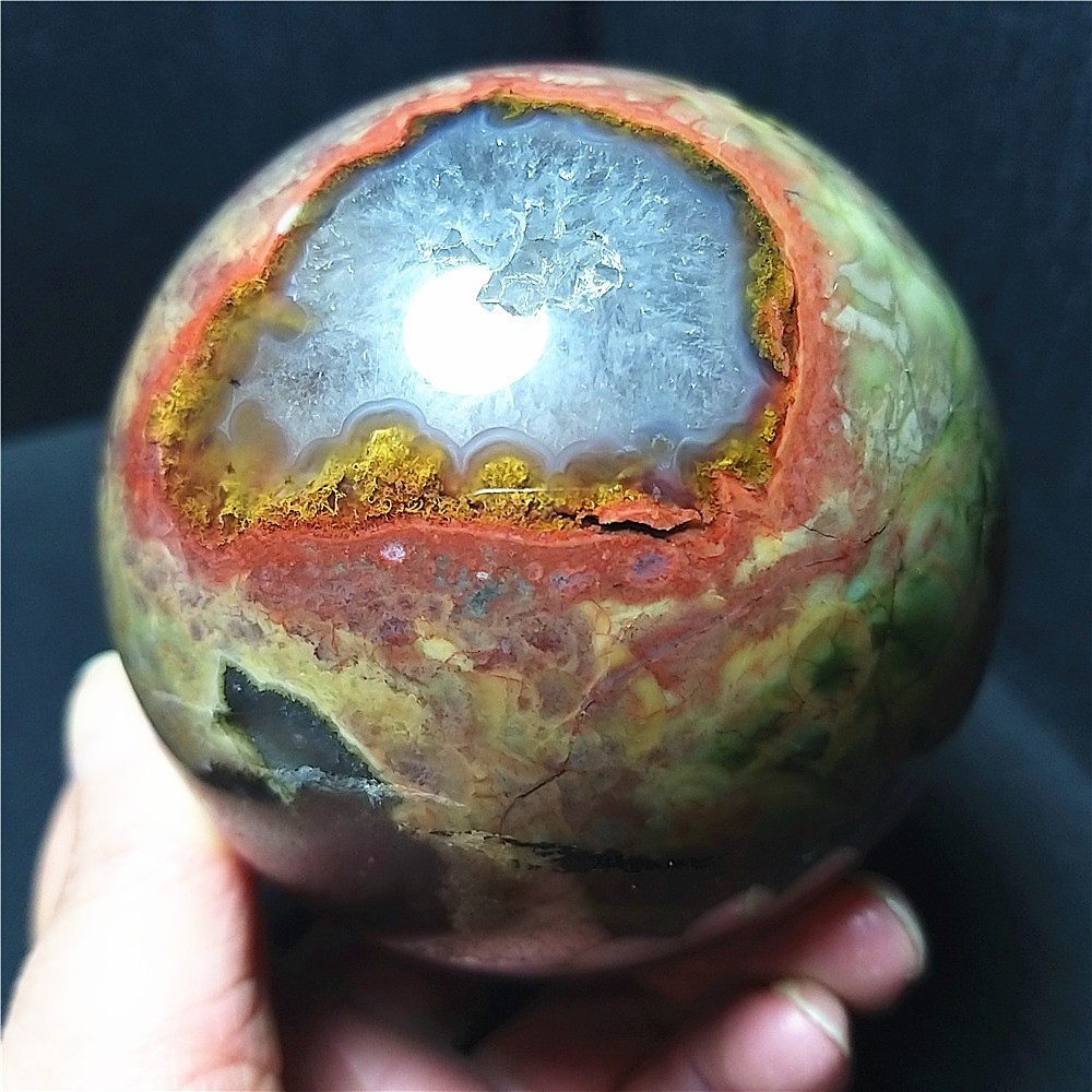 TOP 664G 78mm Natural Polished Colorful Agate Stone Sphere Ball Healing Ca900