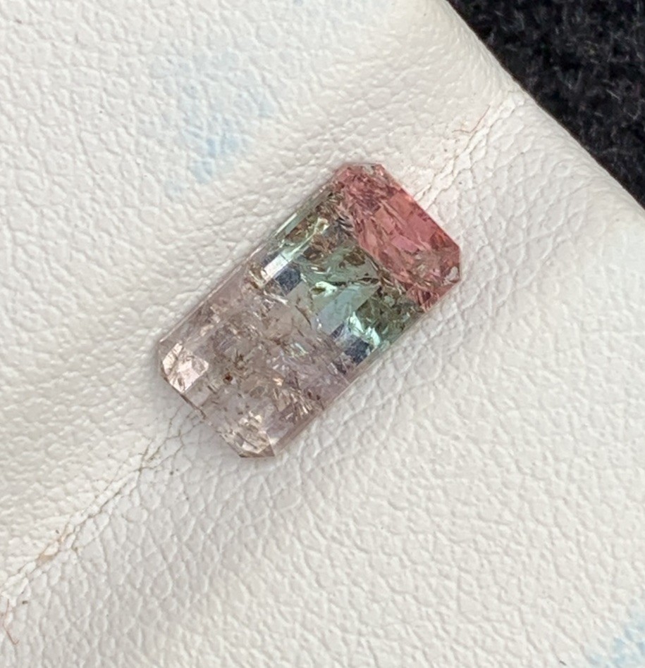 1.80ct natural pink green & purple rare tri colors faceted tourmaline 10.2mm