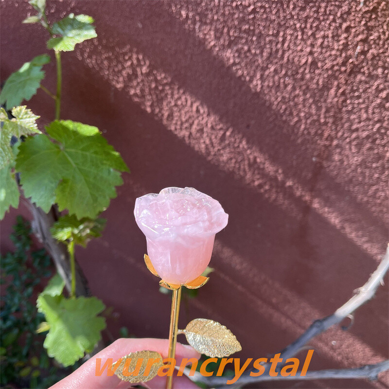 Mix Natural quartz crystal rose point carved vase bedroom Reiki healing gift