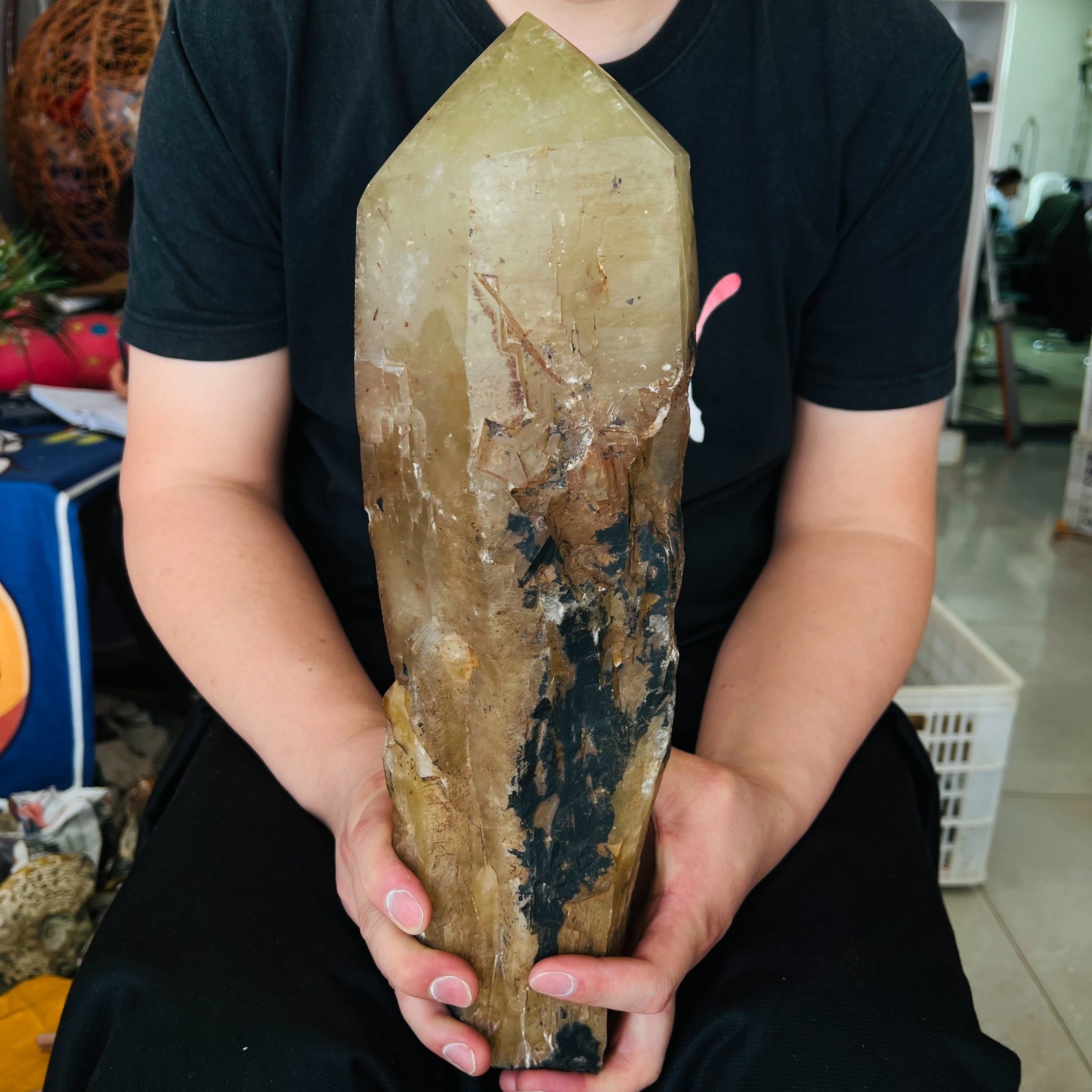 15.4LB Genuine Citrine Elestial Crystal – Untreated Raw Stone Healing Crystal