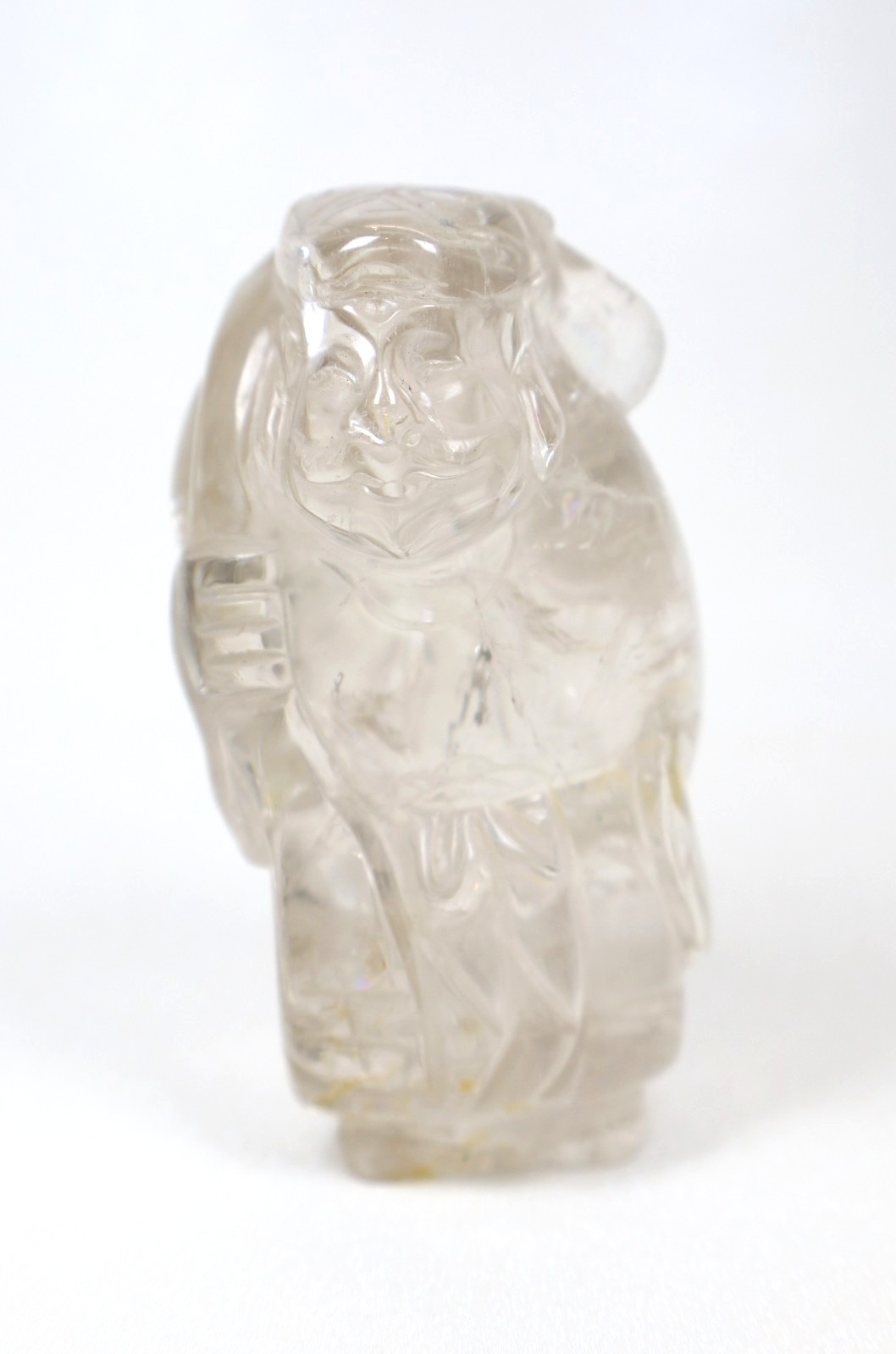 Carved Rock Quartz Crystal Statue Figurine 3.5 Inch Height Transparent Vintage