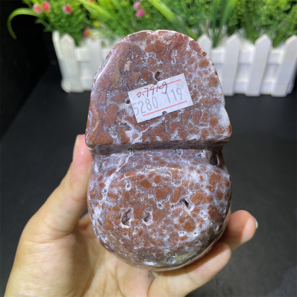 1.7LB 3.6″Natural Indonesian Agate Skull Crystal Quartz Carving Reiki Decoration