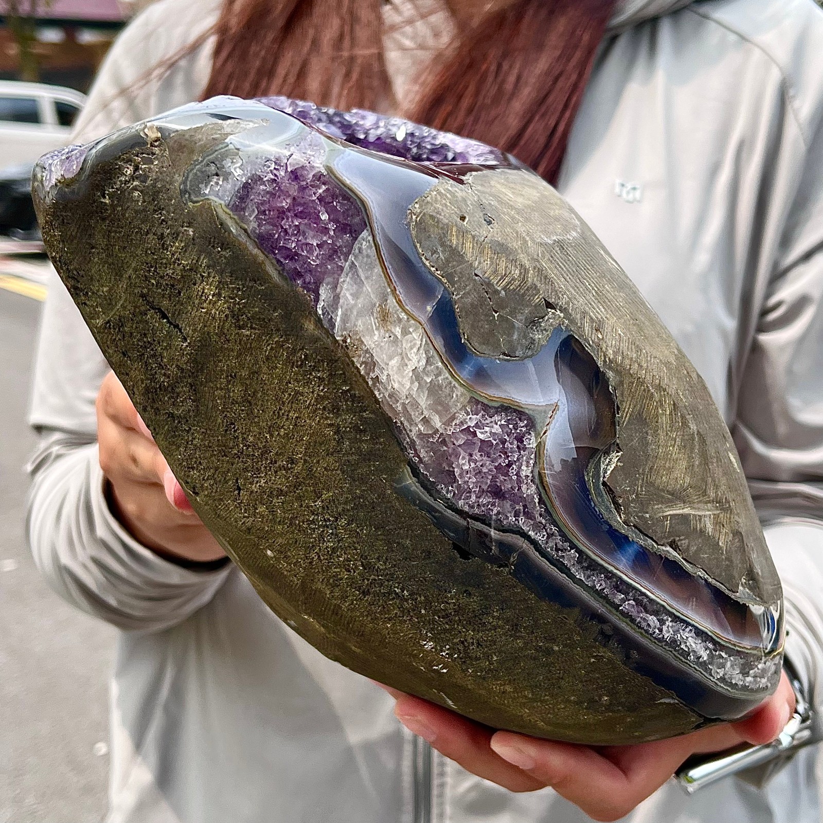 15.23LB High quality amethyst agate coin bags attract wealth crystal specimens