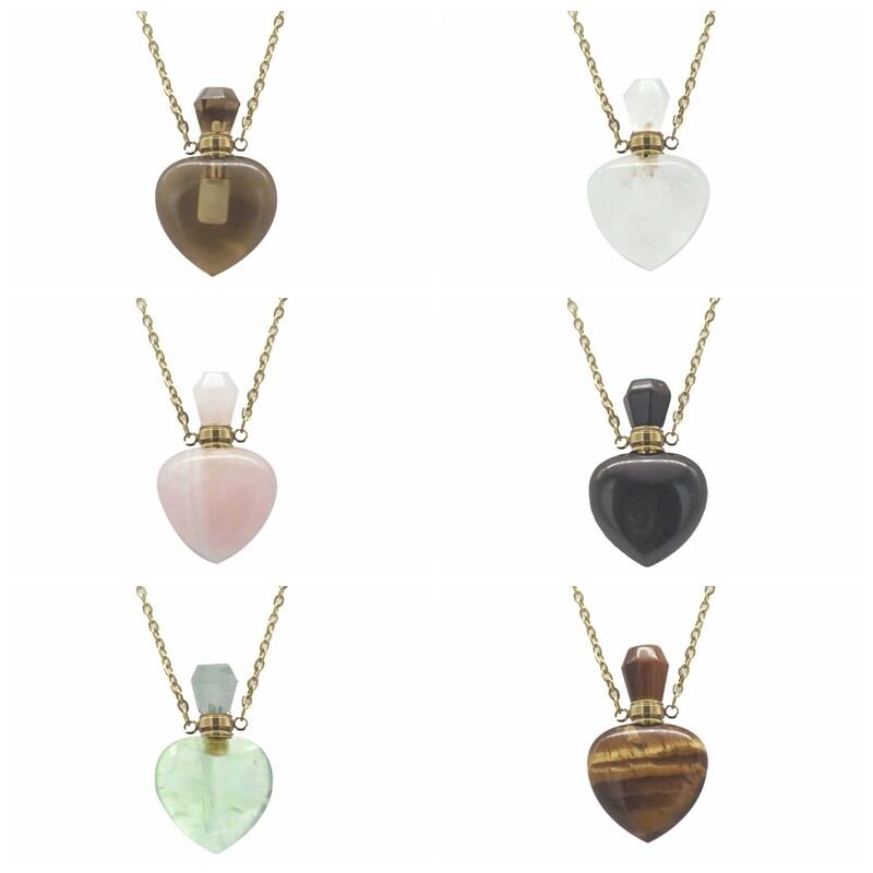 Natural Quartz Gemstone Perfume Bottles Pendant Chakra Healing Crystal Necklace