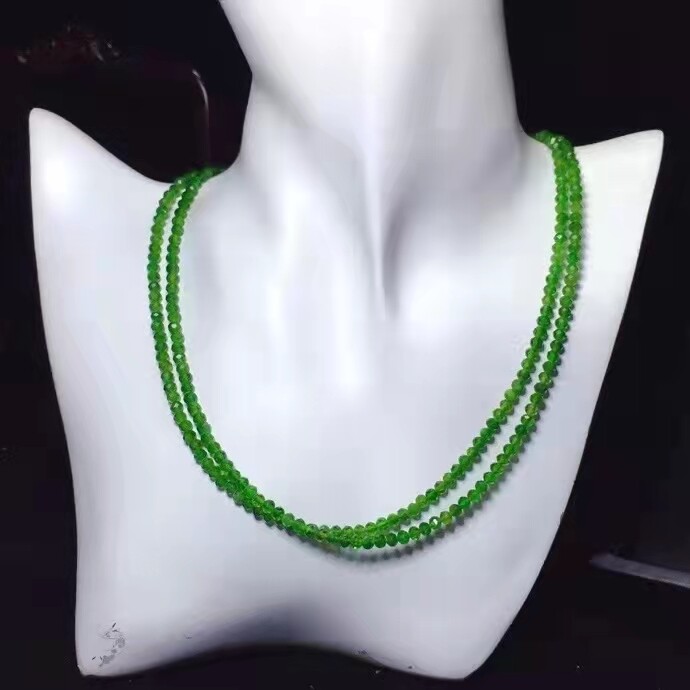 Genuine Natural Green Diopside Gemstone Round Beads Necklace 3.5mm 5A