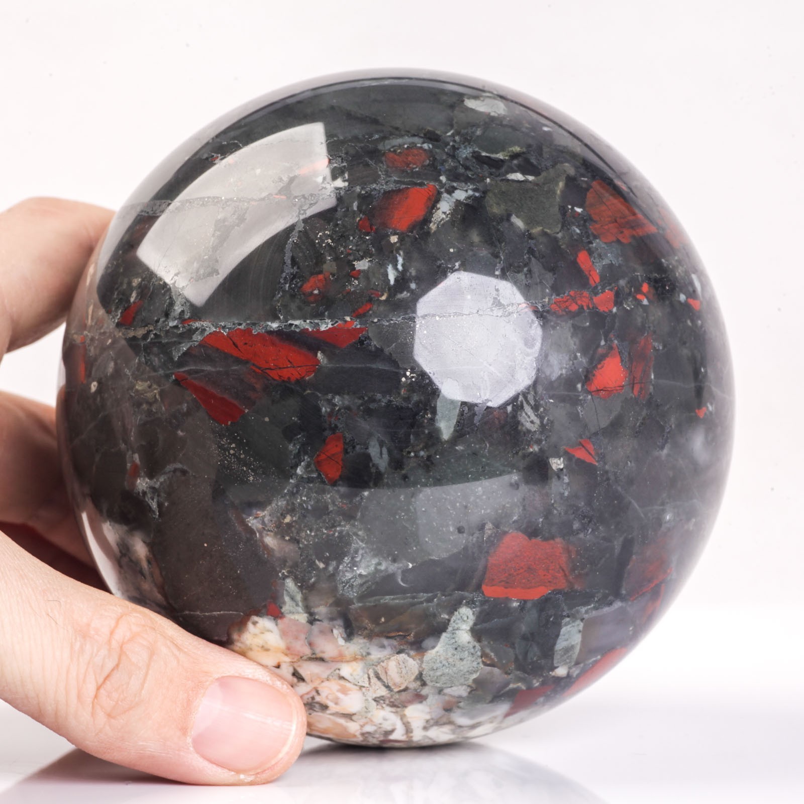 1425g 100mm Large African Bloodstone Sphere Crystal Ball Natural Quartz Healing