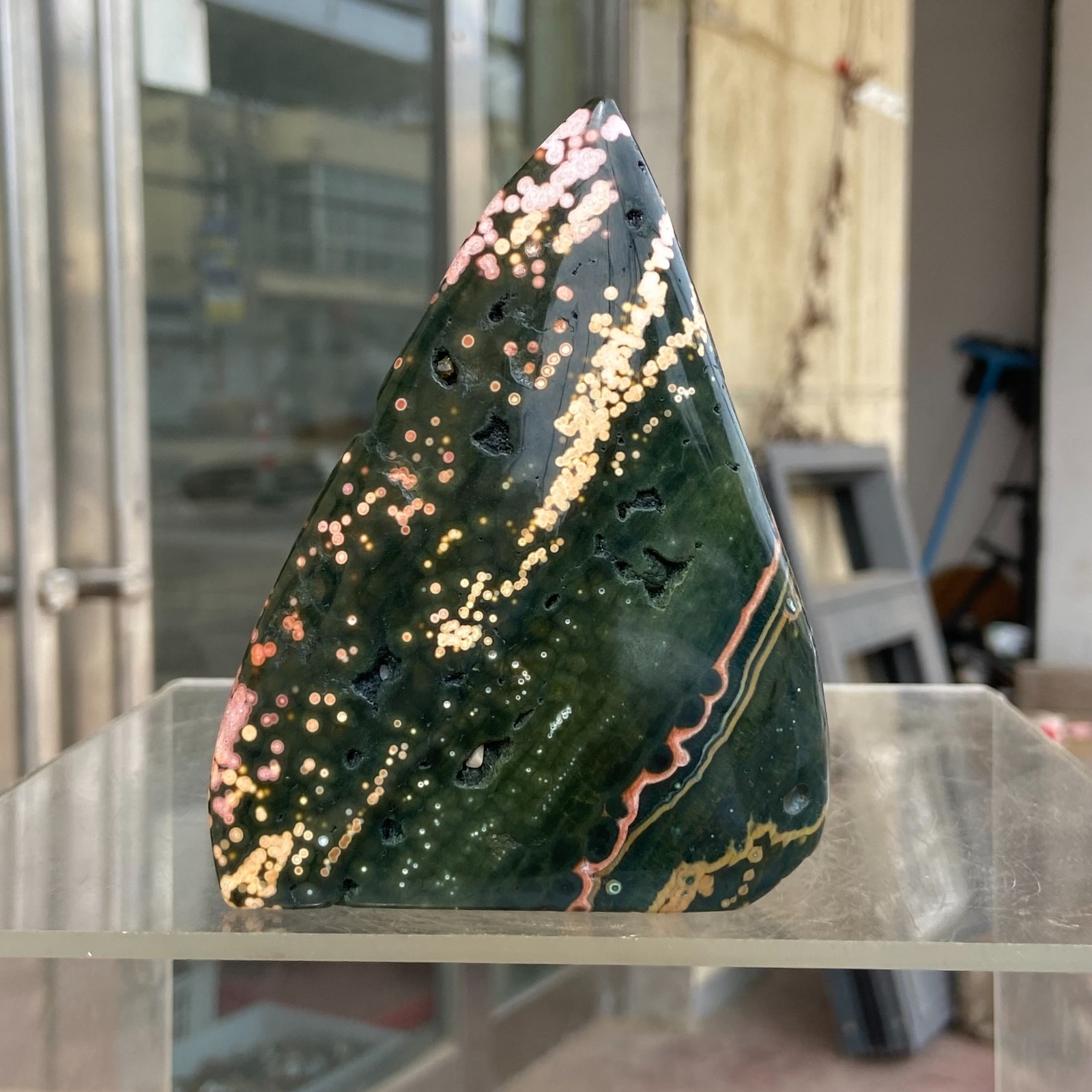 258g 8th Vein Natural Ocean Jasper Freeform & Druzy Crystal Mineral Specimen