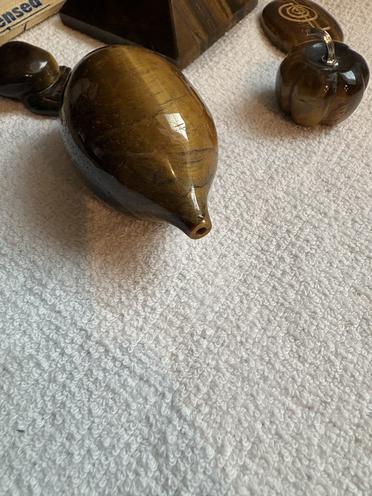 Lot 12 Tiger Iron Eye Items 3”skull , Snake Palm Stone Sphere Egg Chip Bag Flash