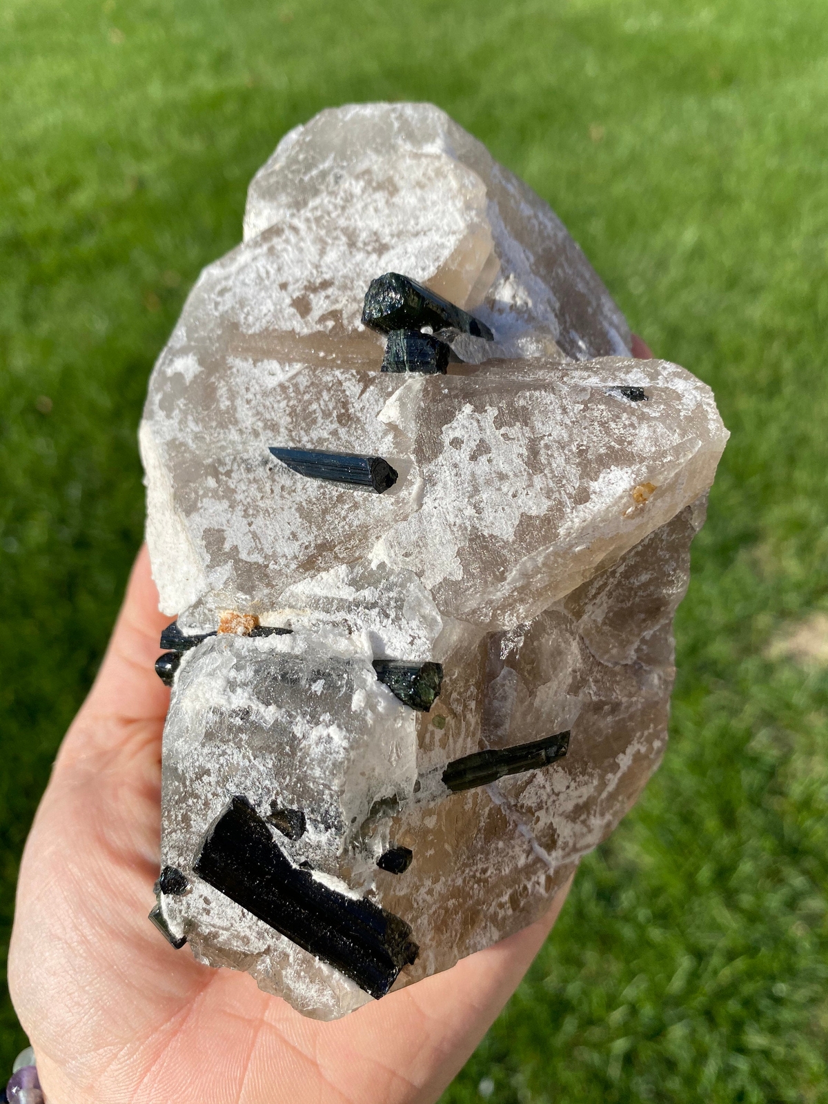 Natural Raw Green Tourmaline in Quartz Crystal from Brazil – 16