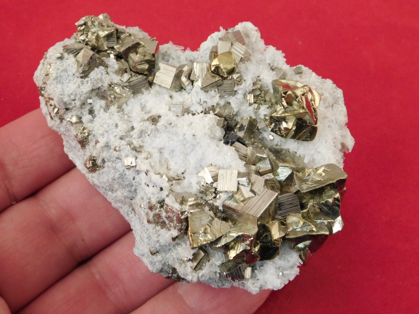 AAA PYRITE Crystal CUBE Cluster with Little QUARTZ Crystals Peru 143gr