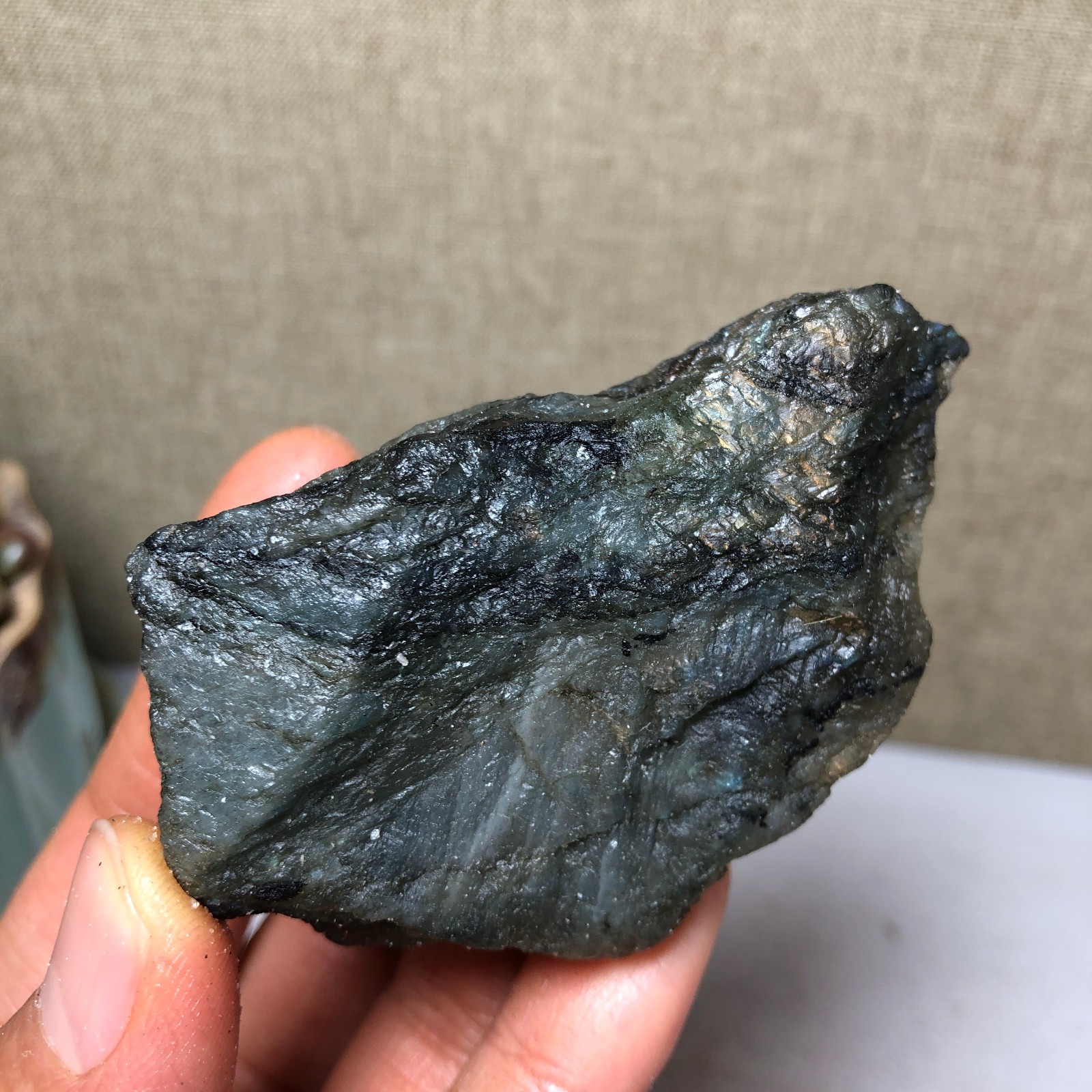 58mm Natural Labradorite Crystal gemstone rough original Specimen 95g A4219