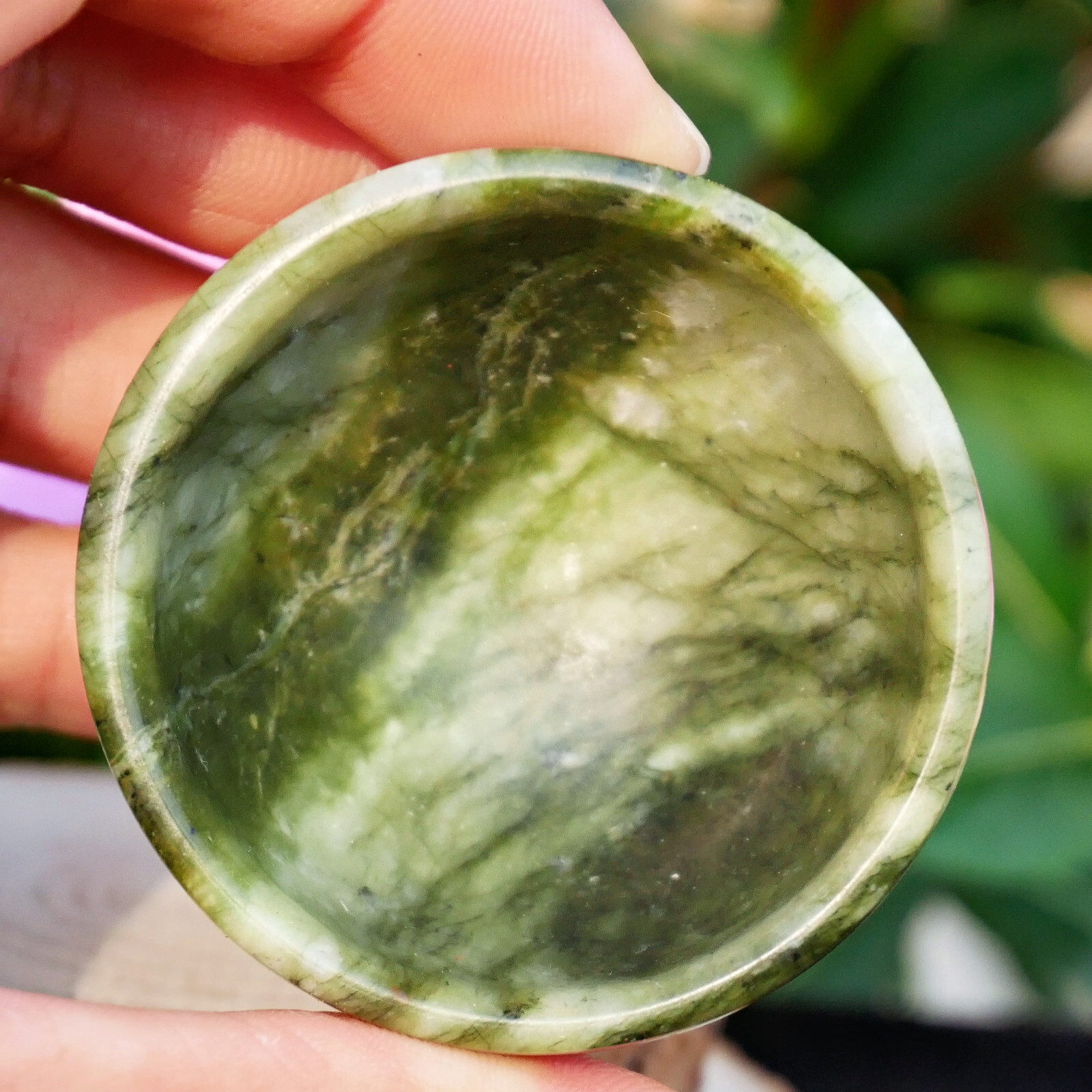 4PCS Natural Jade Bowl Gemstone Quartz Dish Chakra Healing Reiki Crystal Gift 2″